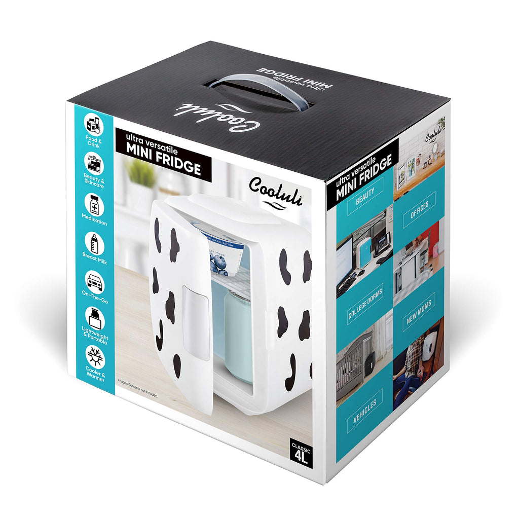Cooluli Mini Fridge for Bedroom - Car, Office Desk & Dorm Room - Portable 4L/6 Can Electric Plug In Cooler & Warmer for Food, Drinks, Skincare Beauty & Makeup - 12v AC/DC & Exclusive USB Option, Black