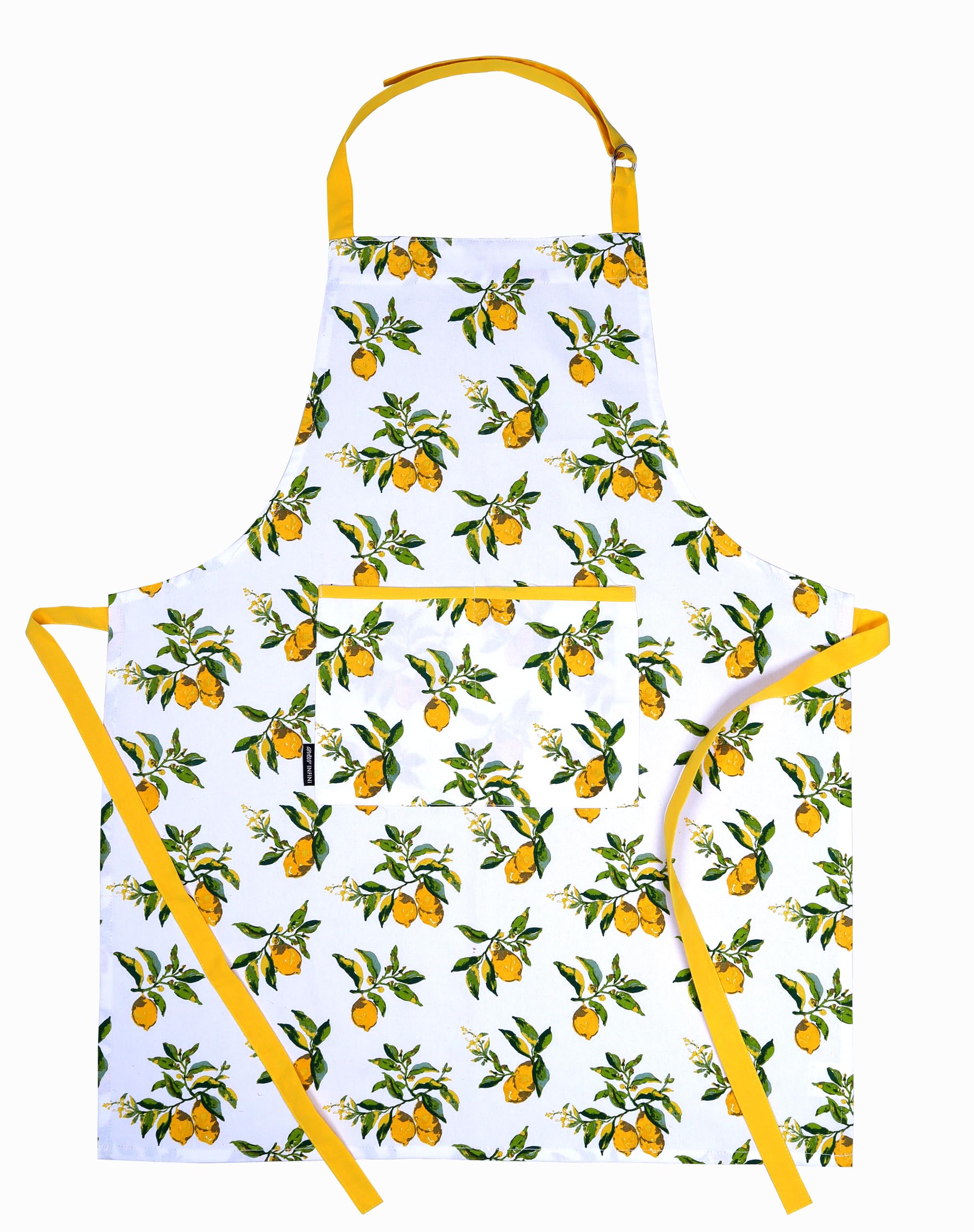 AMOUR INFINI Cotton Aprons for Women with Pocket, Adjustable Strap & Waist Ties - Washable Aprons for Baking, Cooking, Gardening (27.5 x 33 Inches - Blooming Floral)