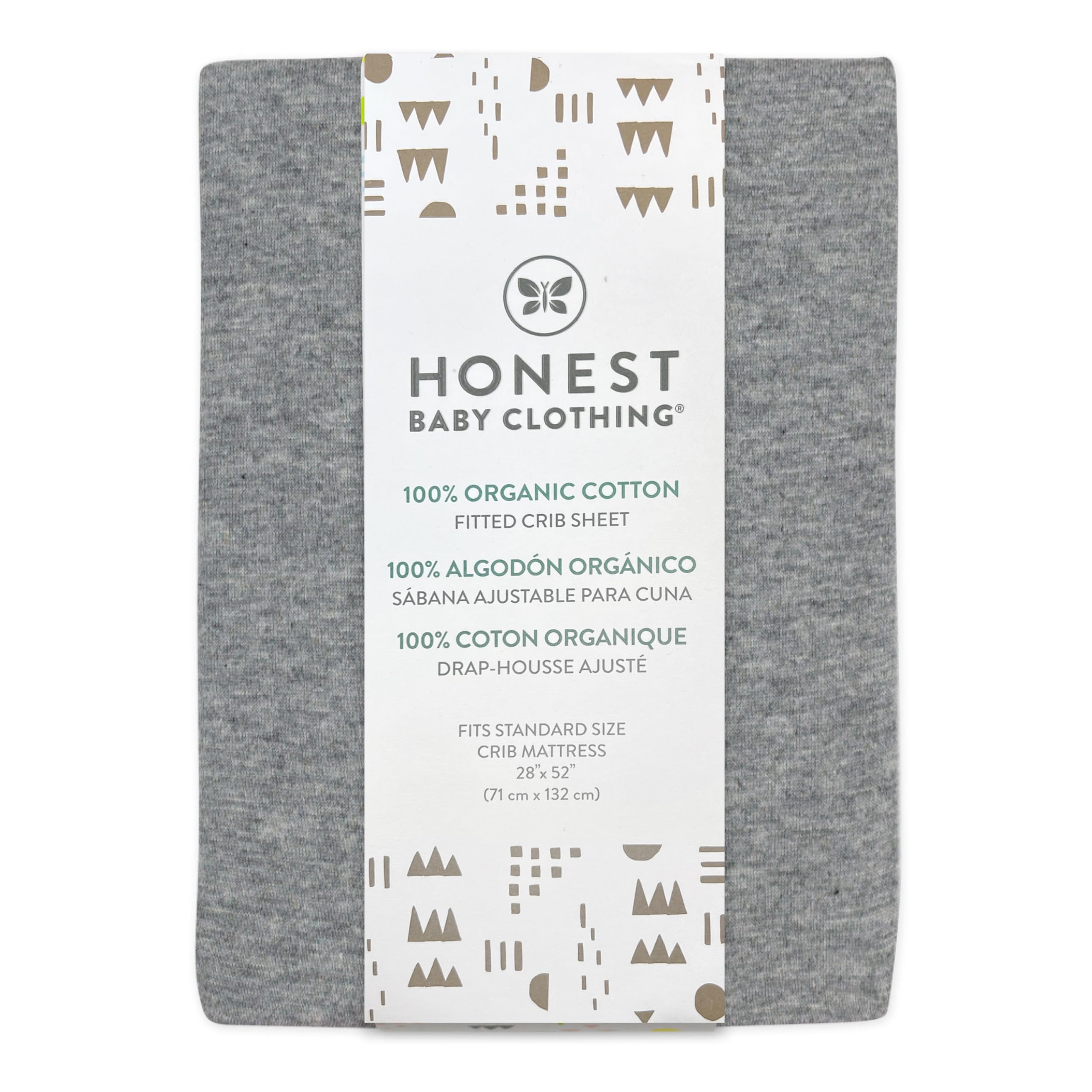 HonestBaby Unisex-Baby Fitted Crib Sheets Set Standard Mattress, 100% Organic Cotton Baby Boys, Girls, Neutral, 1 Pack - Peach Skin Painted Buffalo Check, One Size