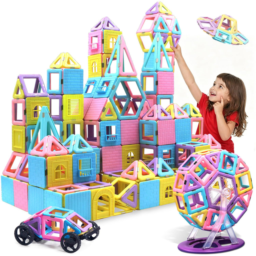 Tolnetr Magnetic Tiles Toys for 3 4 5 6 7 8+ Year Old Boys Girls Upgrade Macaron Castle Blocks Building Set for Toddlers STEM Creativity/Educational Toys for Kids Age 3-6 Christmas Birthday Gifts