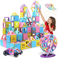 Tolnetr Magnetic Tiles Toys for 3 4 5 6 7 8+ Year Old Boys Girls Upgrade Macaron Castle Blocks Building Set for Toddlers STEM Creativity/Educational Toys for Kids Age 3-6 Christmas Birthday Gifts