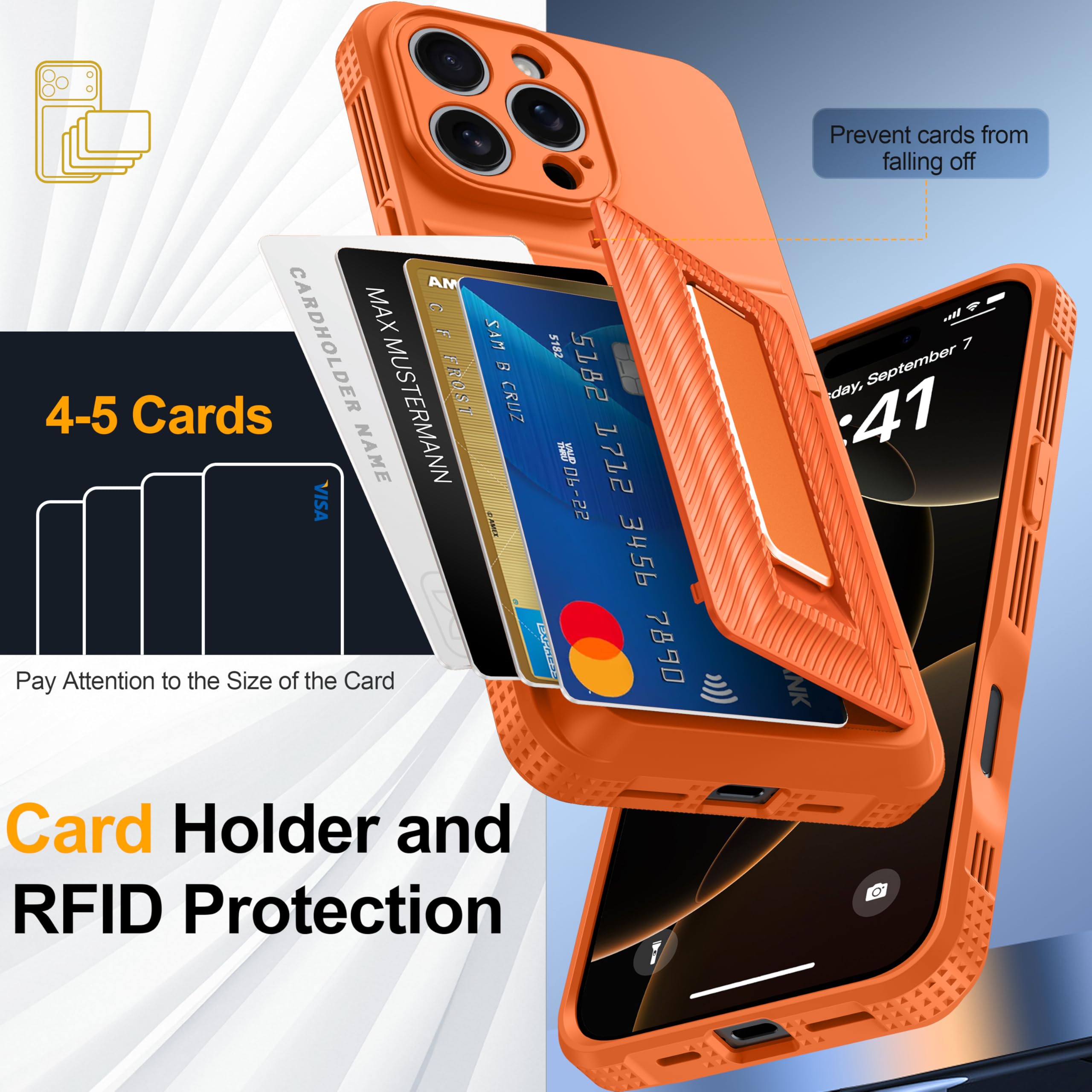 Oneagle Wallet for iPhone 16 Pro Max Case with Card Holder (4-5 Cards) [RFID Blocking] [Privacy Screen Protector] Full Camera Protection & Kickstand, 15FT Shockproof Phone Case for iPhone 16 Pro Max