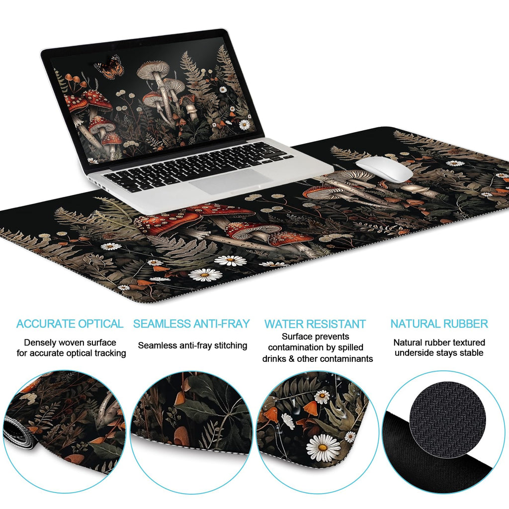 Black Striped Ergonomic Large Desk Mat Set with Wrist Rest
