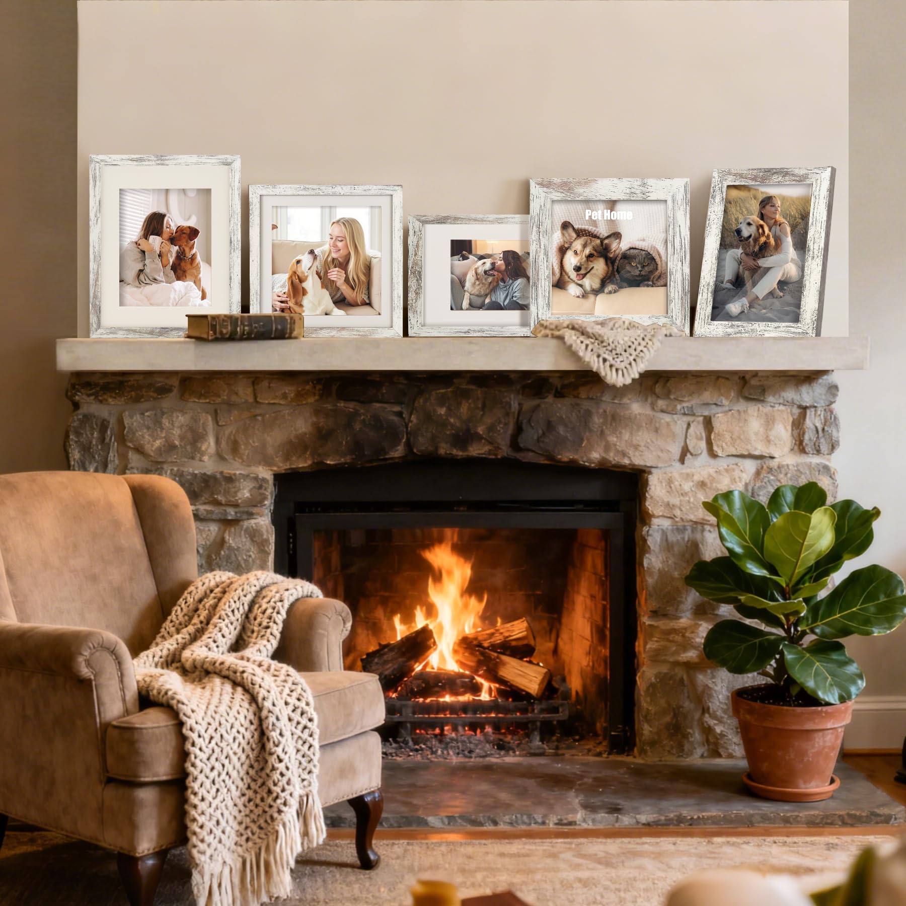TOFOREVO Picture Frames 4x4 Set of 2 Black Wood Grain Photo Frame for Gallery Wall Mounting or Tabletop Display