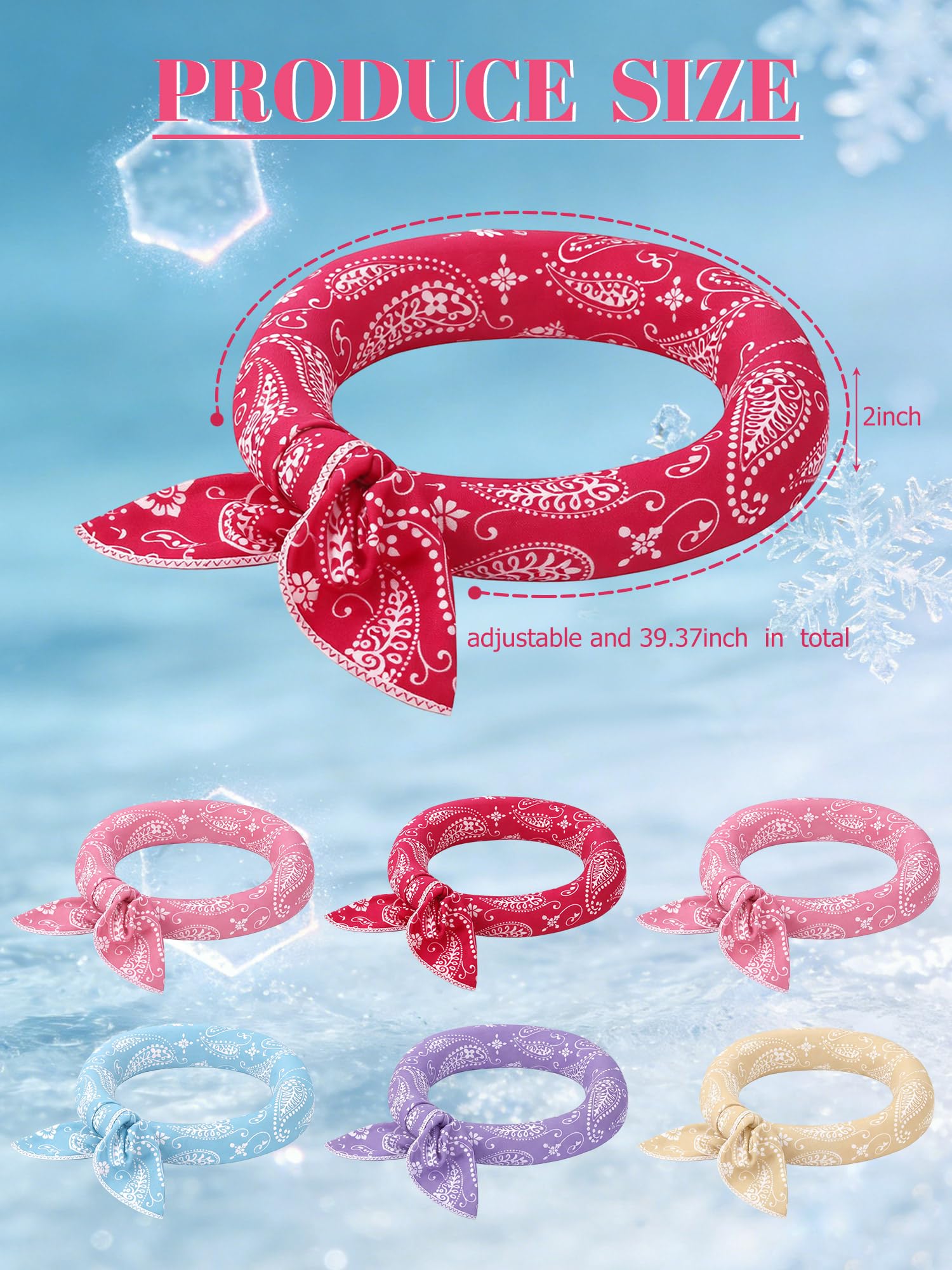 Coume 6 Pack Cooling Neck Wraps Neck Cooler Ice Bandanas Scarf for Hot Weather Summer Ultra Running Walking Riding Women Men