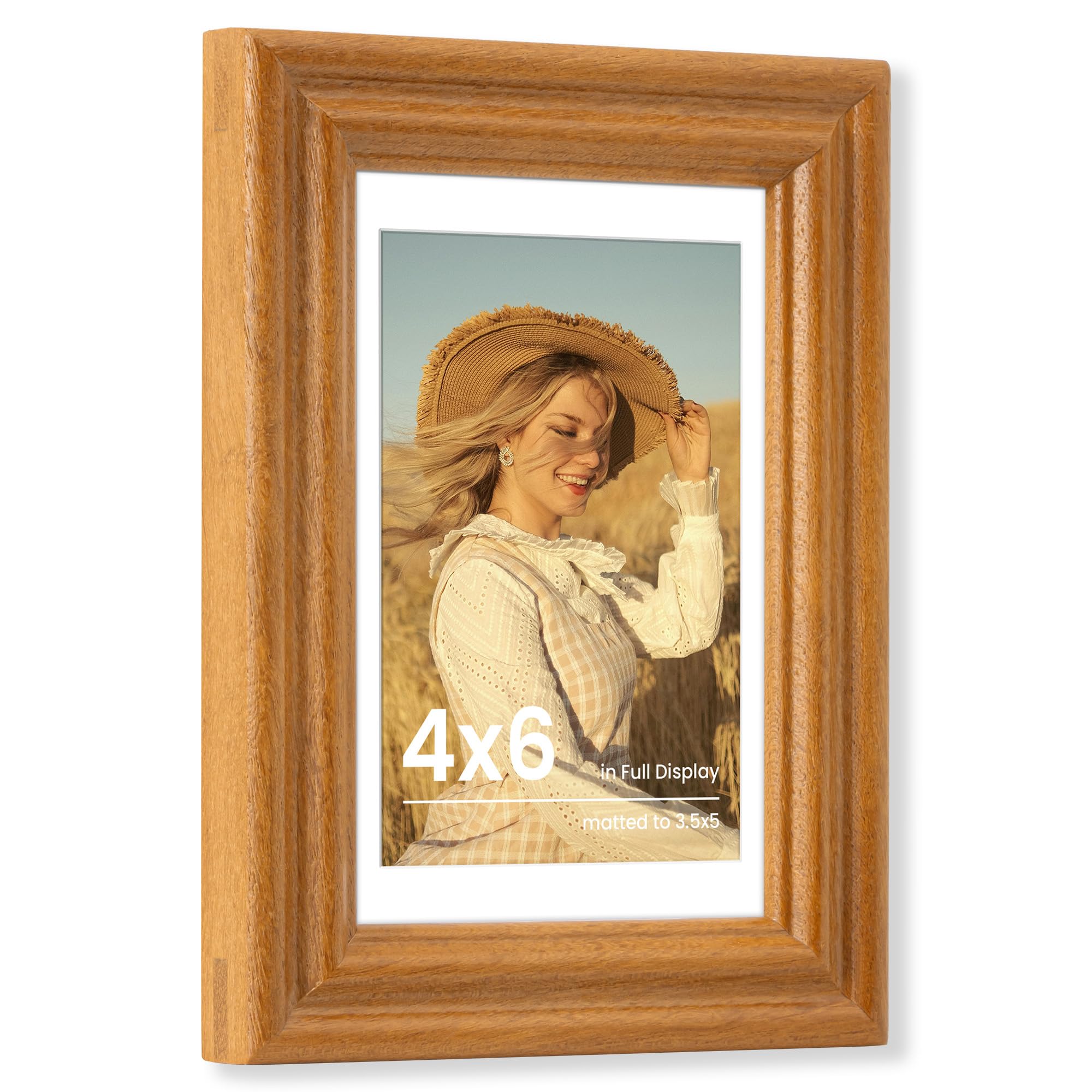 Fun Memories 5x7 Picture Frame with Mat for 4x6 Photo, Solid Elm Wood & Tempered Glass, Rustic Wall & Tabletop Display Frame, Grey, 1 Pack