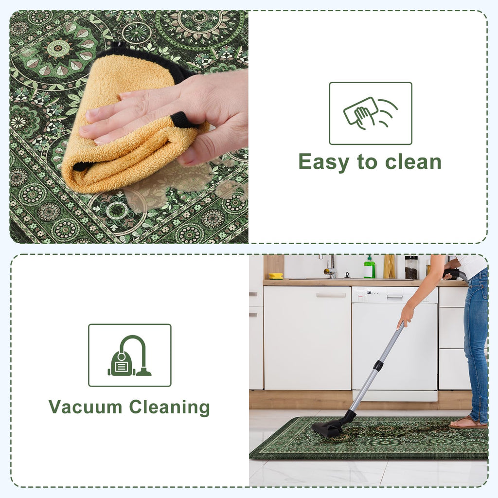 KIMODE Anti Fatigue Kitchen Mats 17"x47"+17"x29", Farmhouse Kitchen Rugs Sets of 2, Cushioned Non Skid Kitchen Mats for Floor, Comfort Kitchen Floor Mats for Sink Laundry Desk Black