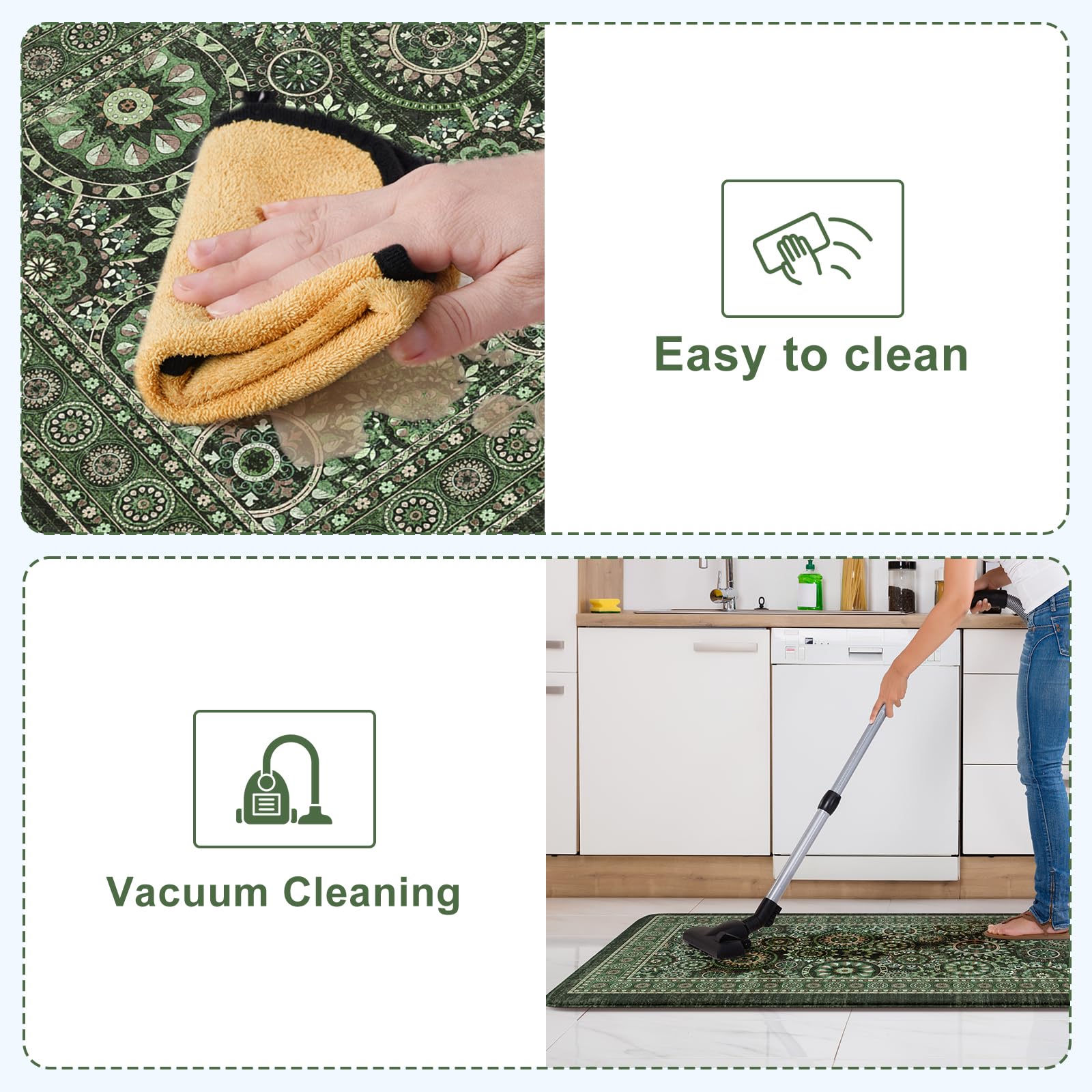 KIMODE Anti Fatigue Kitchen Mats 17"x47"+17"x29", Farmhouse Kitchen Rugs Sets of 2, Cushioned Non Skid Kitchen Mats for Floor, Comfort Kitchen Floor Mats for Sink Laundry Desk Black
