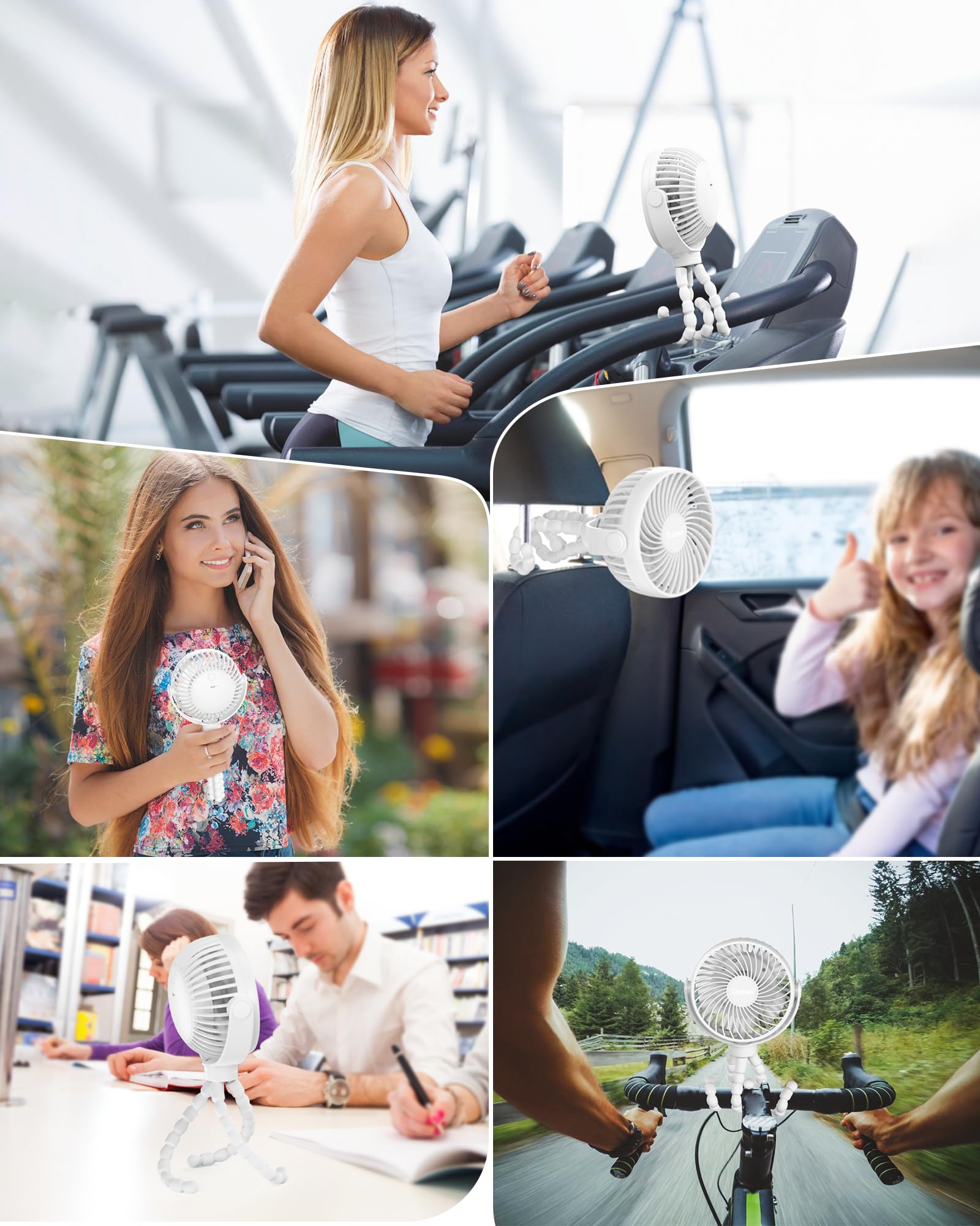 Coohea Stroller Fan Clip on for Baby, 4000mAh Rechargeable Battery Operated, Flexible Tripod, 3 Wind Speed, 360° Rotatable, Small Cooling Portable Fan for Car Seat Crib Golf Cart Bike Treadmill, Black