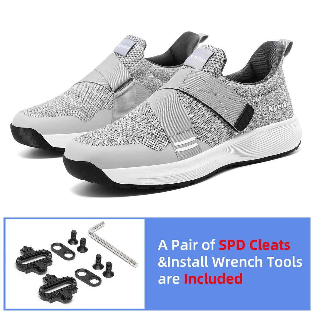 Kyedoo Men‘s Indoor Cycling Shoes Compatible with SPD Cleats, Comfortable Walkable Bike Shoes, Cleats Included