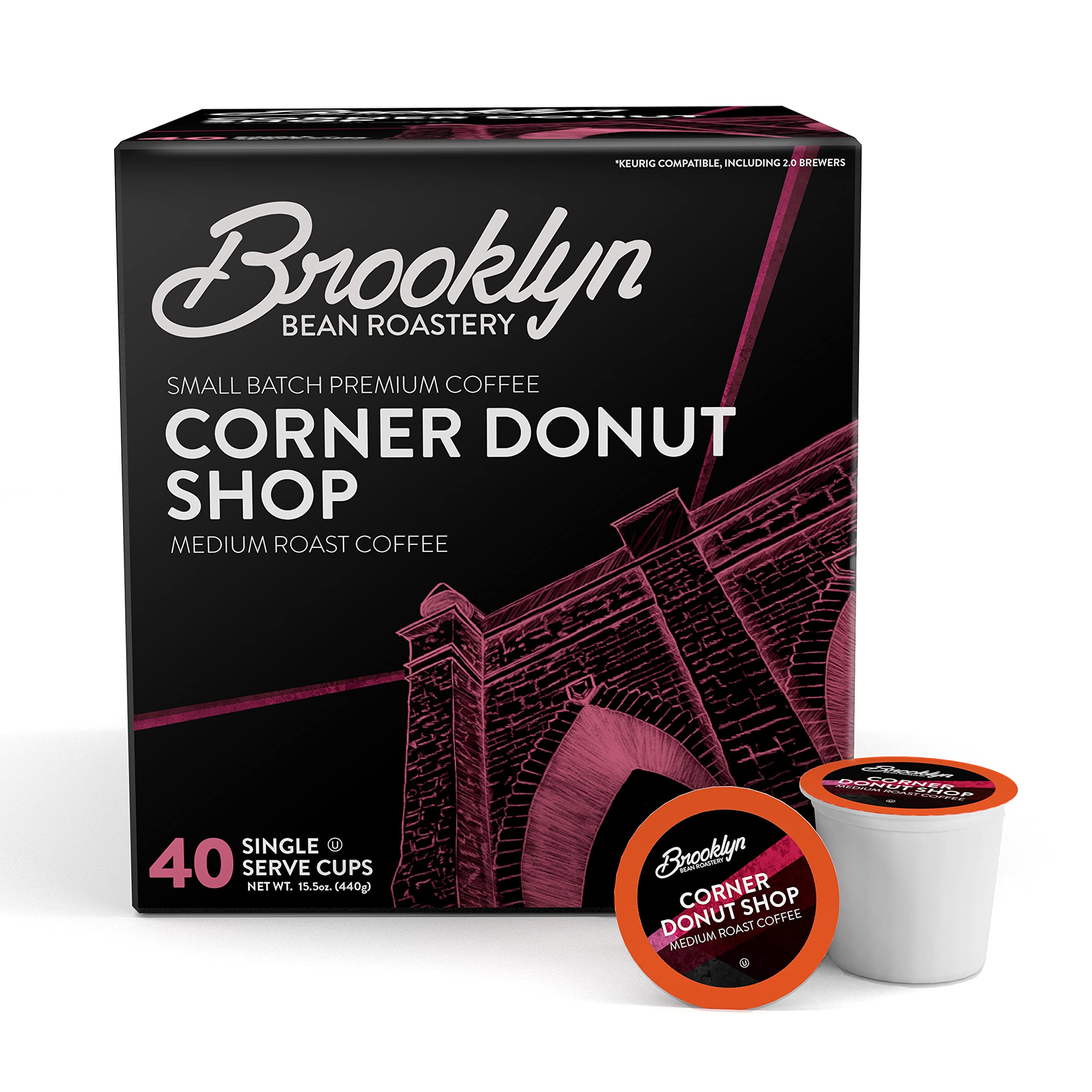 Brooklyn Beans Coffee Pods, Medium Roast Gourmet Variety Pack - Compatible with Keurig K Cup Brewers Including 2.0 Machines, 40 Count