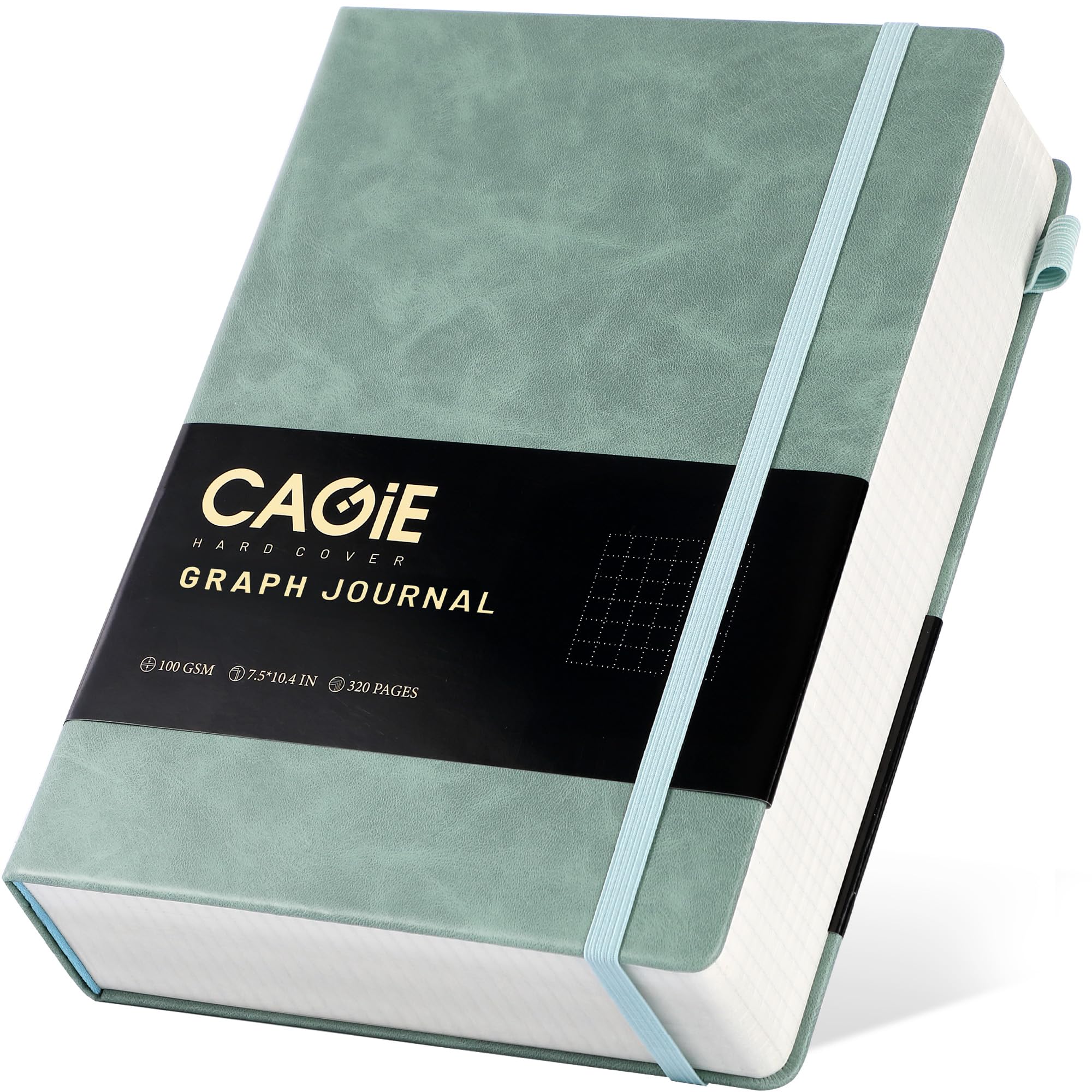 CAGIE Bullet Dotted Journal Notebook 320 Pages 100 GSM Paper Hardcover A5 Dot Grid Notebook Leather Journals for Writing Women Men Work Journaling, Black