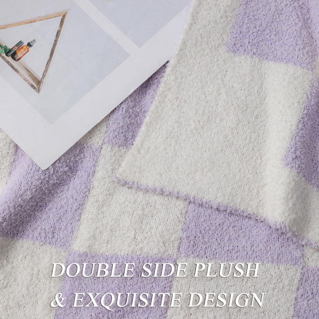 bearberry Fuzzy Checkerboard Grid Throw Blanket Soft Cozy Warm Microfiber All Season Blanket Decor for Couch Sofa Bed Travel Home (Avocado Green, 50''x60'')