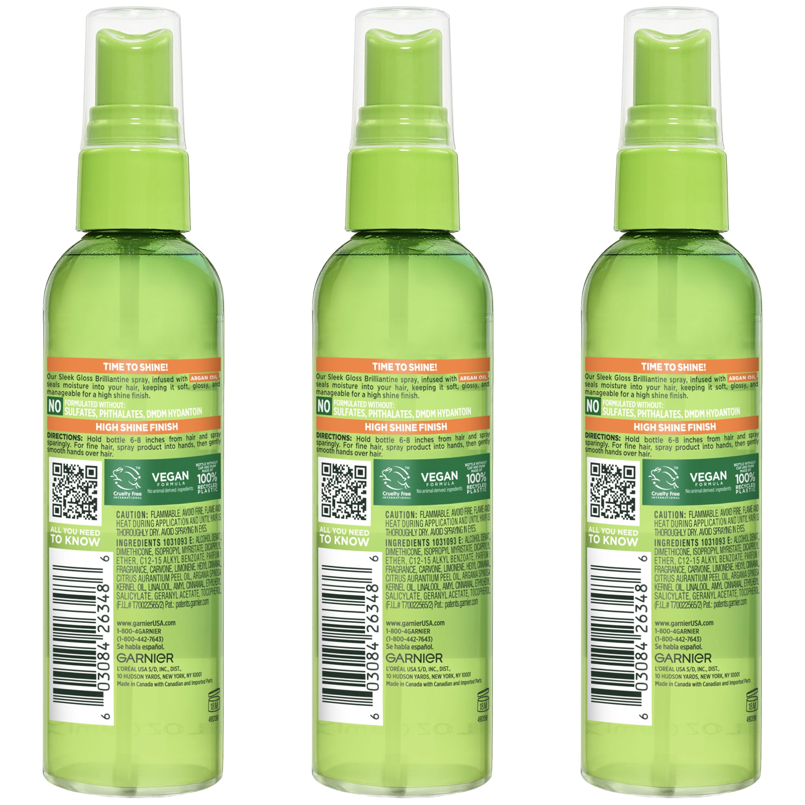 Garnier Fructis Style Brilliantine Shine Glossing Spray 3 Oz (Pack of 3)
