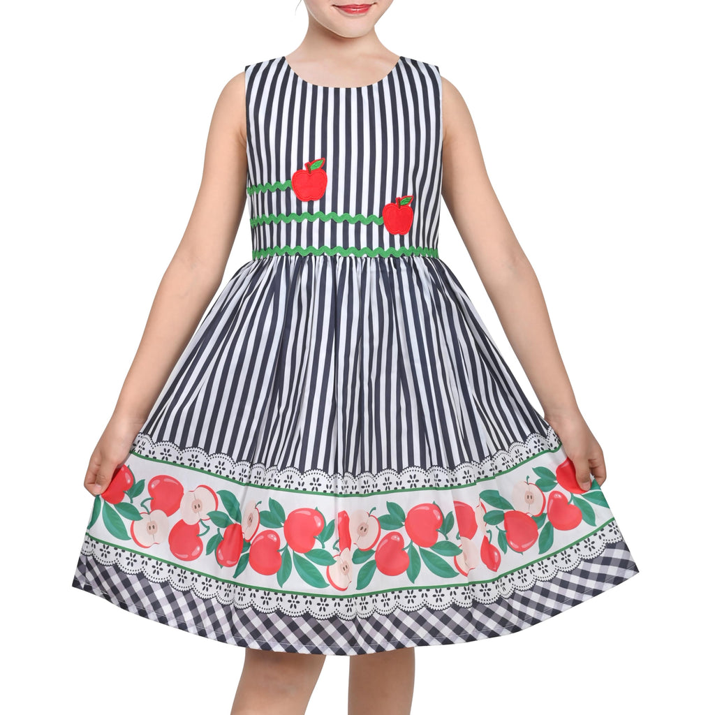 Sunny Fashion Girls Dress Rose Flower Double Bow Tie Party Sundress