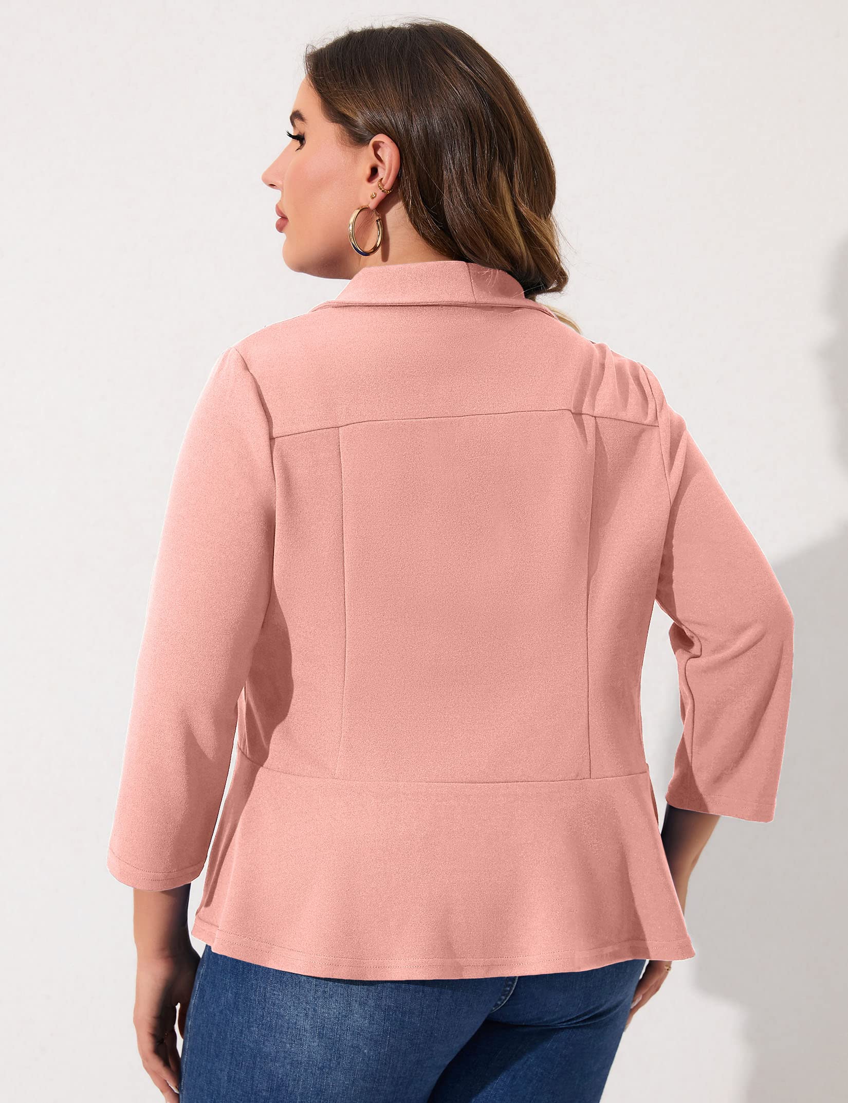 KOJOOIN Women Plus Size Casual Blazer Open Front Long Sleeve Work Office Cardigan Jackets