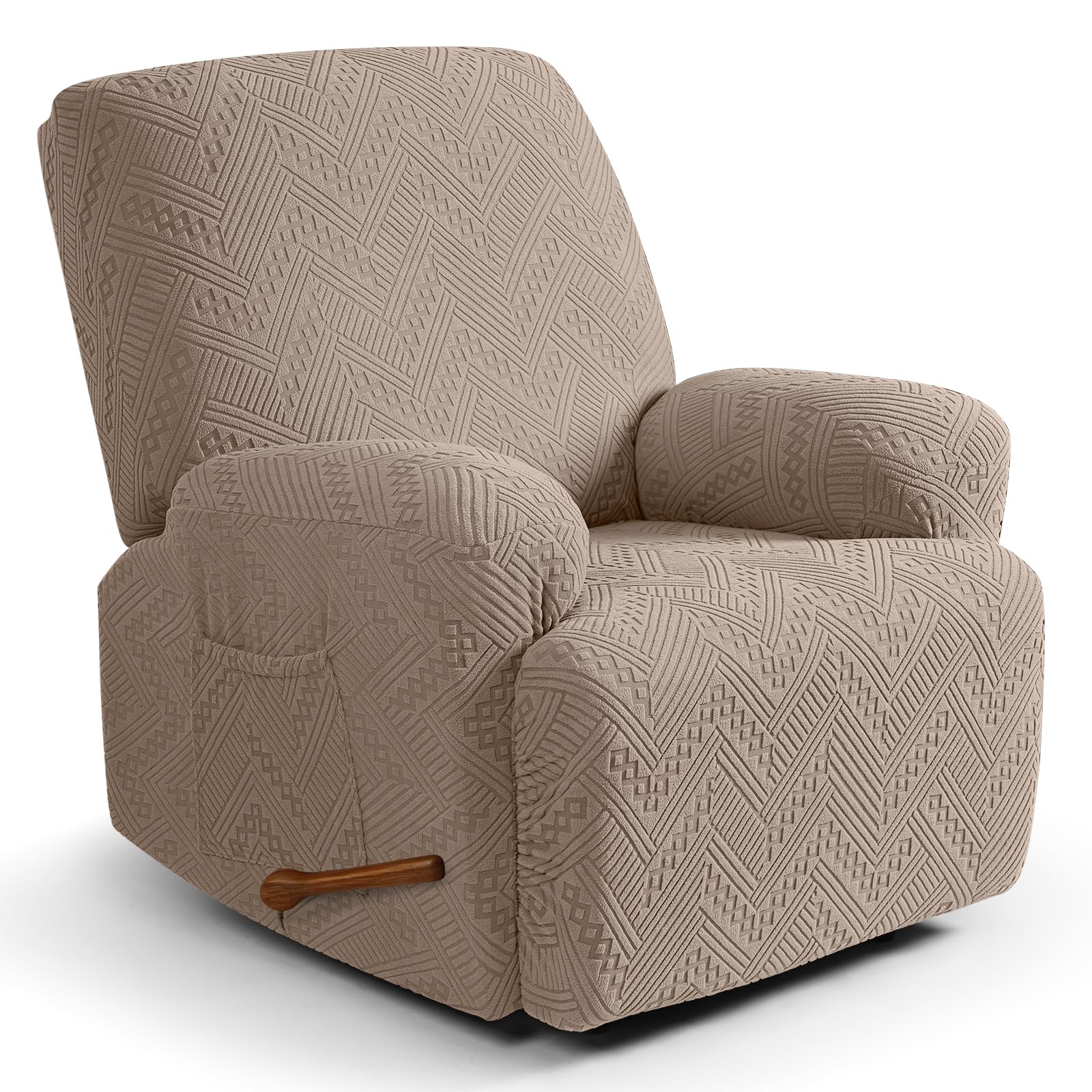 Ruaozz Recliner Chair Covers 3-Pieces Lazy Boy Recliner Slipcovers Stretch Reclining Chair Slipcover Washable Furniture Protector with Elastic Bottom (1 Seater, Army Green)