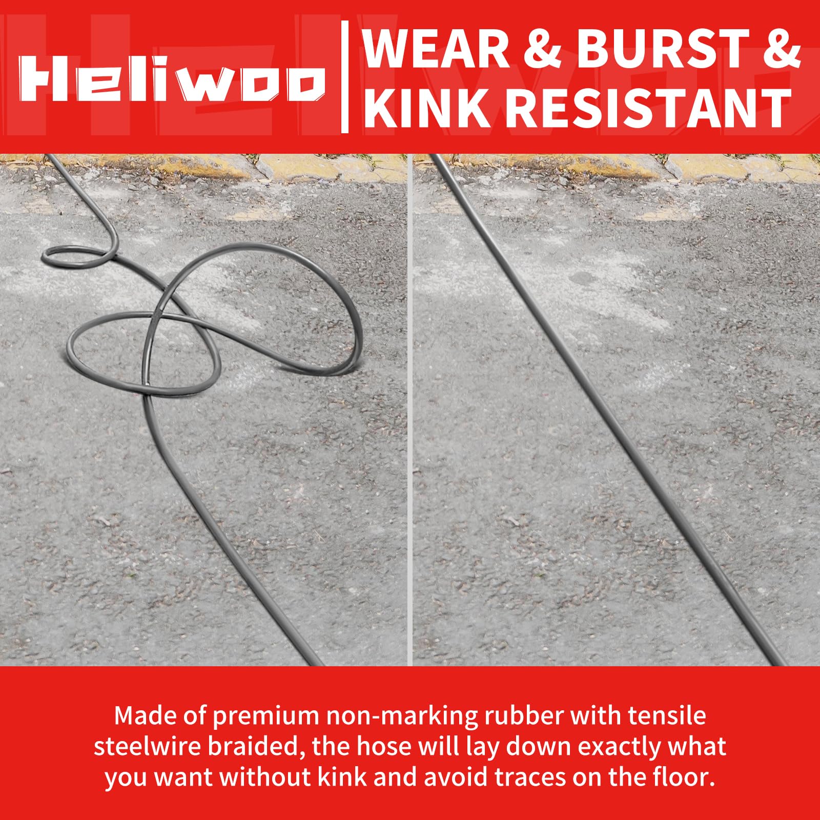 Pressure Washer Hose 25FT, 4200PSI High Tensile Wire Braid Kink Resistant Power Washer Extension Hose, 1/4'' Flexible Replacement Hose with M22-14mm Brass Swivel Thread and 3/8 Quick Connect