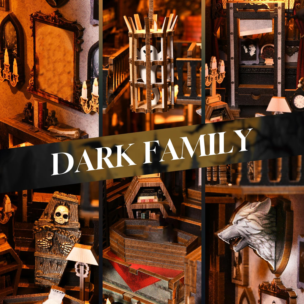 TOYQI DIY Book Nook Kit, Miniature House Dollhouse Kit for Adult and Teens, Book Nook Kits for Adults, Booknook Bookend Alley Model Build, Gifts for Family Friends - Spooky Horror Creepy Haunted House
