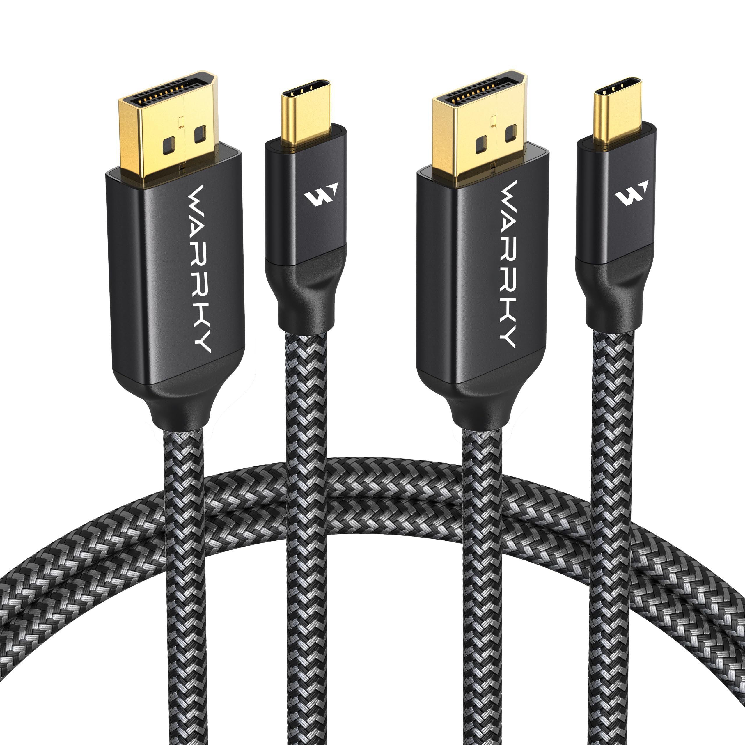 Warrky USB C to DisplayPort Cable for Office and Gaming (8K 60Hz, 4K 240/144Hz) Aluminum Type-C to Display Port (DP) Cord [Thunderbolt 3/4 Compatible] for iPhone 15 Series, iPad, Galaxy -3.3ft