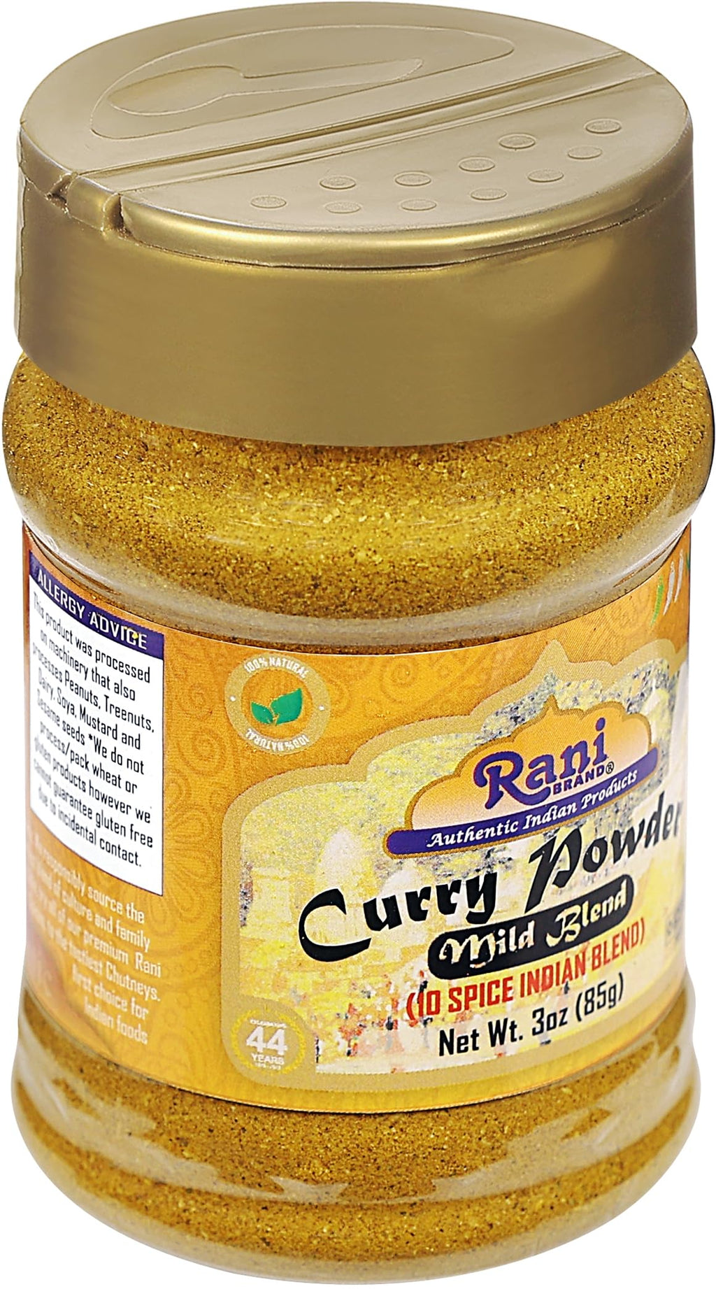 Rani Curry Powder Mild (10-Spice Authentic Indian Blend) 3oz (85g) PET Jar ~ All Natural | Salt-Free | NO Chili or Peppers | Vegan | No Colors | Gluten Friendly | NON-GMO | Kosher | Indian Origin