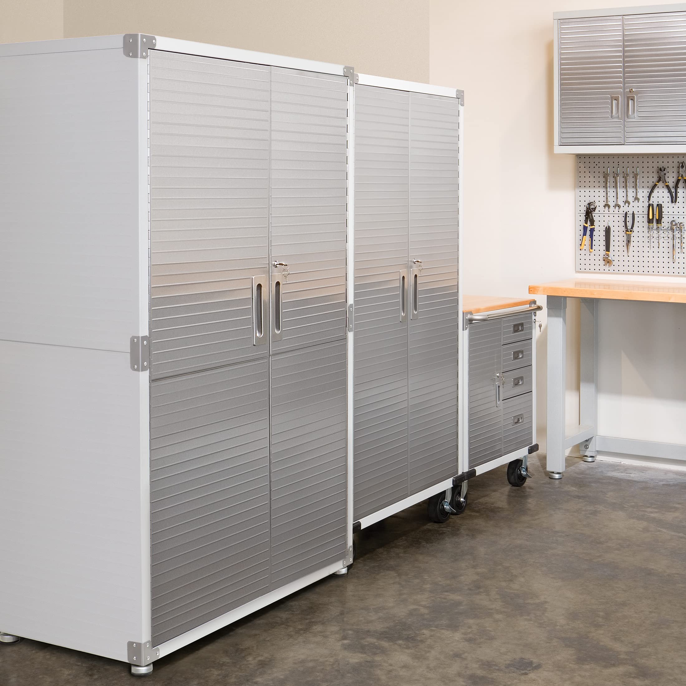 Seville Classics UltraHD Solid Steel Lockable Metal Storage Cabinet Locker Organizer, w/Adjustable Shelves for Garage, Warehouse, Office, Classroom, Granite, 30" W x 18" D x 72" H