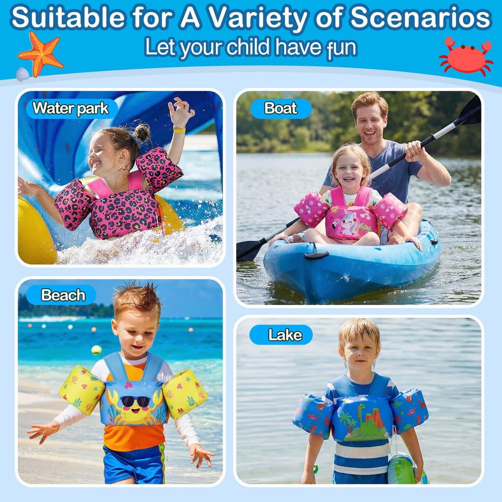 Moko Swim Arm Band for Kids 20-30-50 lbs, Cute Cartoon Toddler Swim Vest, Swimming Water Wings Pool Floaties Sleeve for Children Learn to Swim