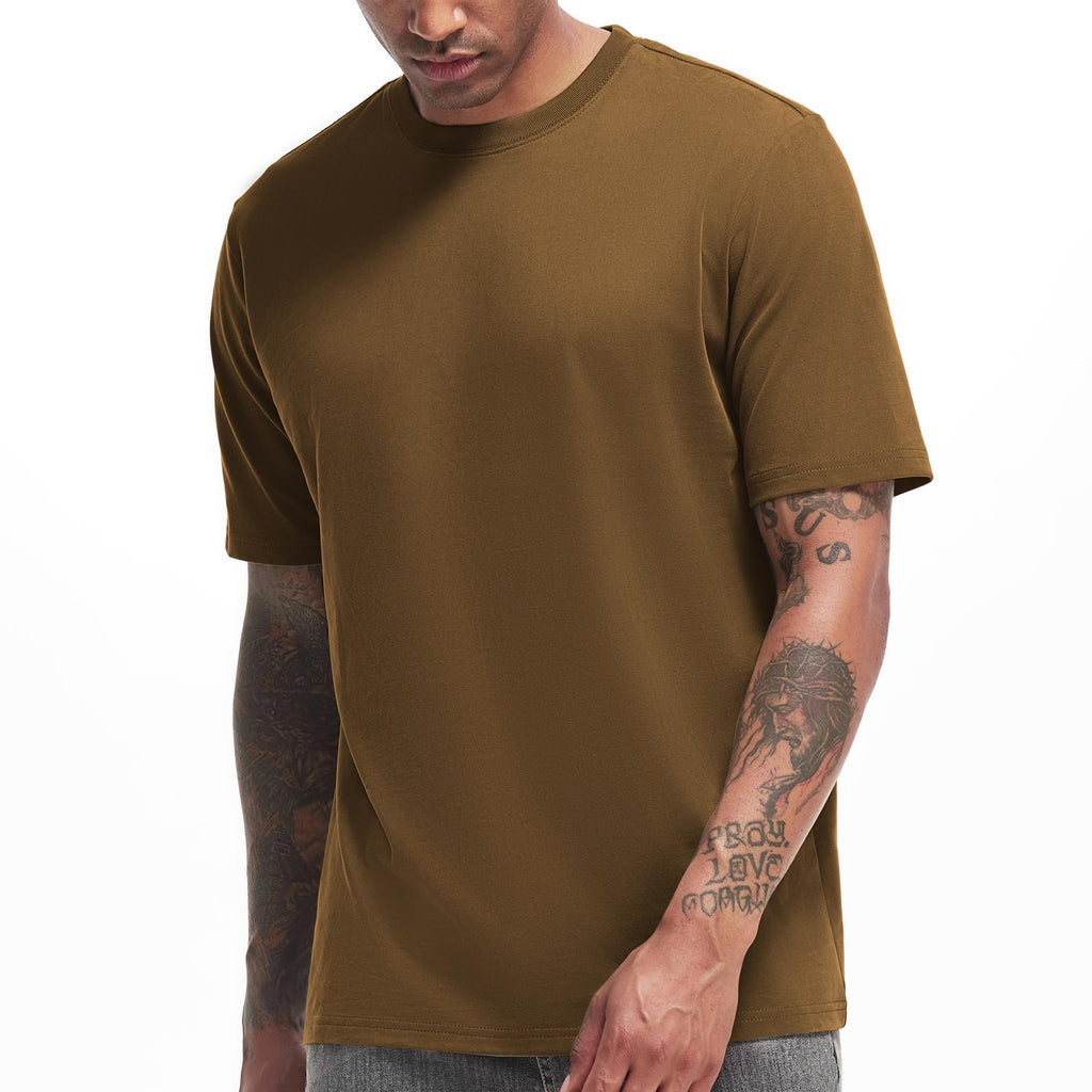 VEIISAR Men's Heavy Weight Crew Neck T-Shirt Mens Premium Cotton Tee - Pre Shrunk S-3XL