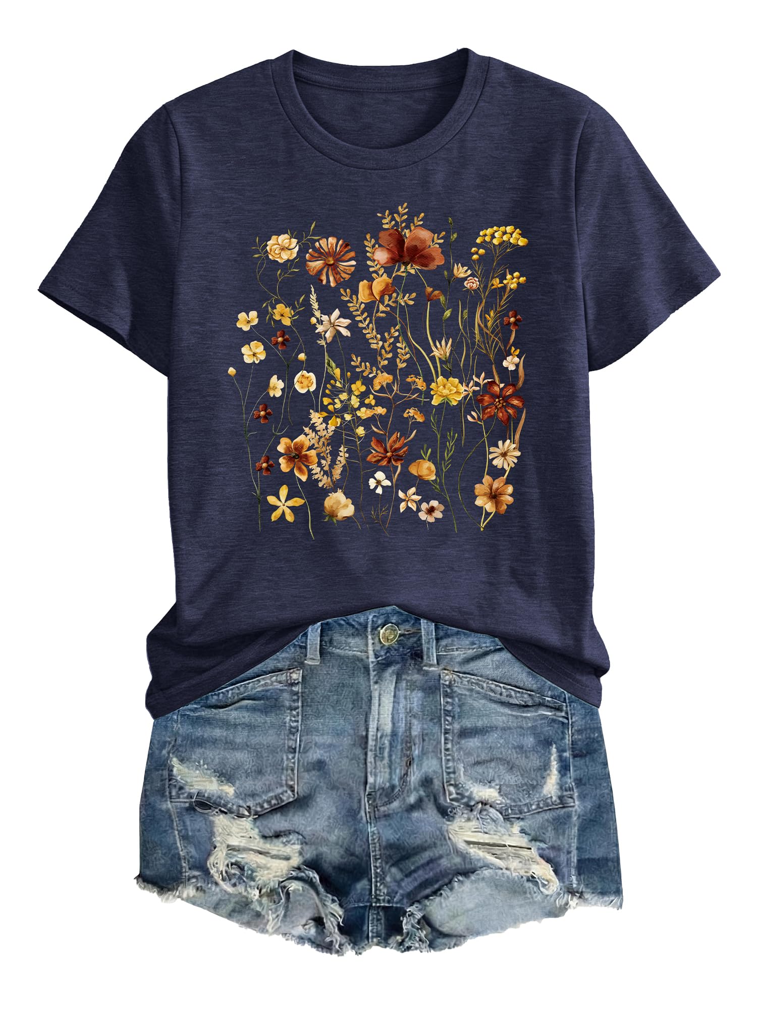 Anbech Womens Dandelion Graphic T-Shirts Teen Girls Cute Sunflower Print Casual Tee Tops