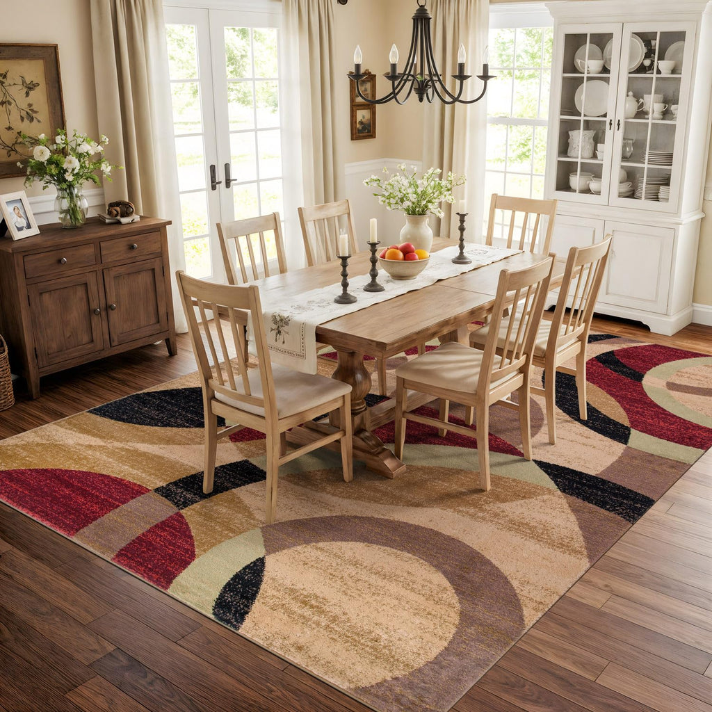 Rugshop Contemporary Modern Circles Abstract Area Rug 2' x 3' Blue