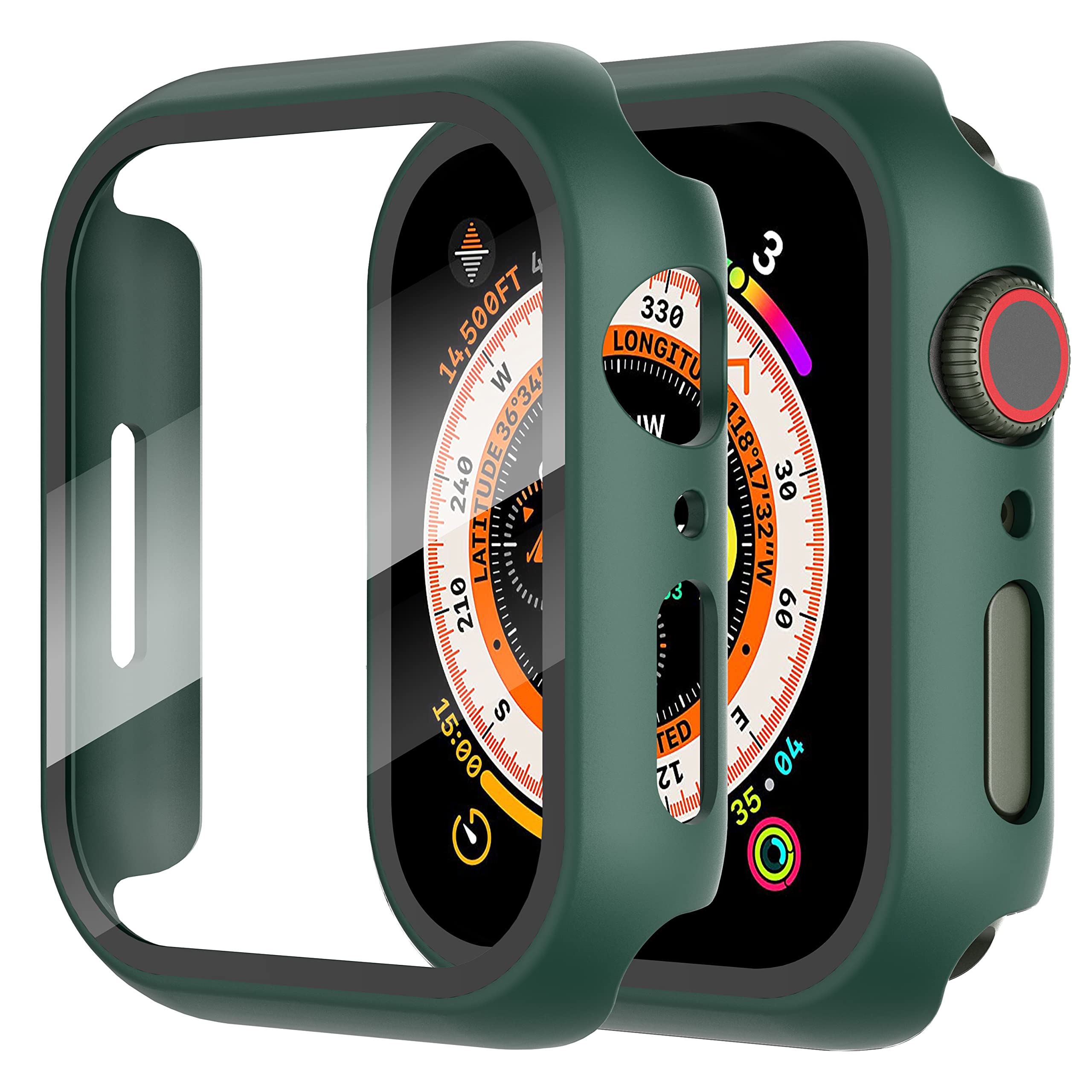 Diruite 2-Pack for Apple Watch Series 3/2/1 38mm Case, Ultra-Thin All-Around Tempered Glass Screen Protector Protection Cover for iWatch 38mm - Black