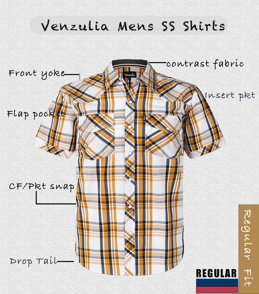 Men's Western Snap Casual Shirt Two Pocket Short Sleeve Shirt