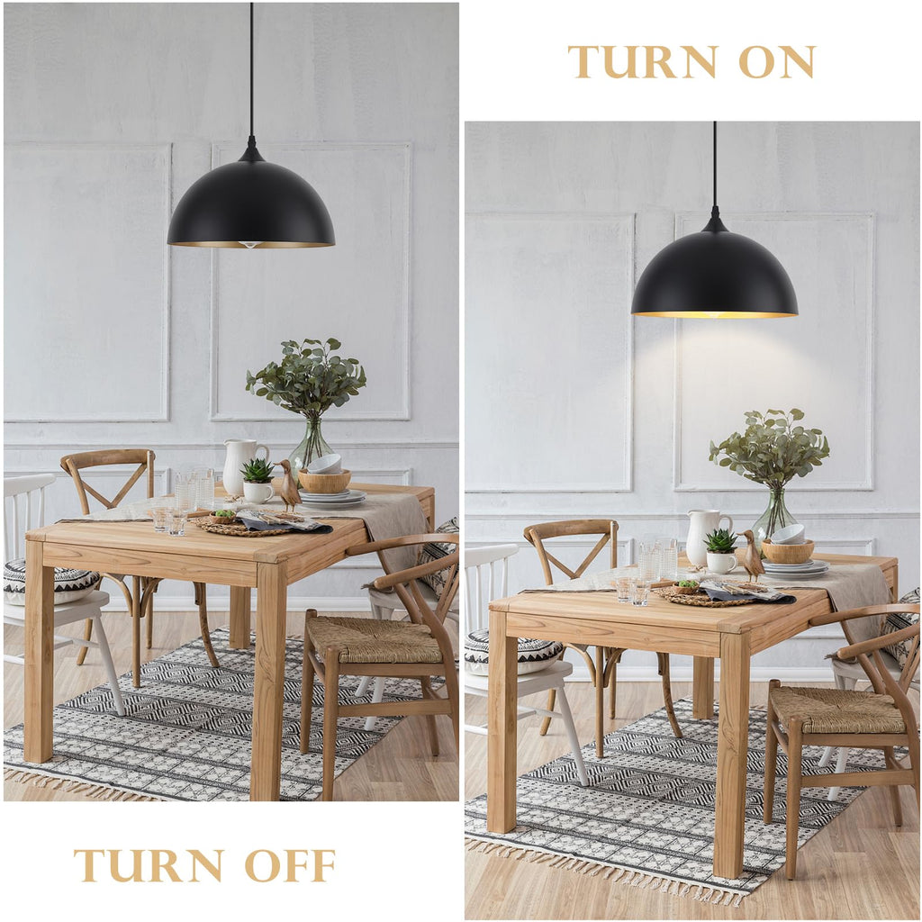 White Pendant Lights, 11.8 inch Pendant Lights Kitchen Island, Farmhouse Pendant Light Fixtures (White Inside), Industrial Pendant Lighting for Dining Room, Bedroom, Hallway (1 Pack)