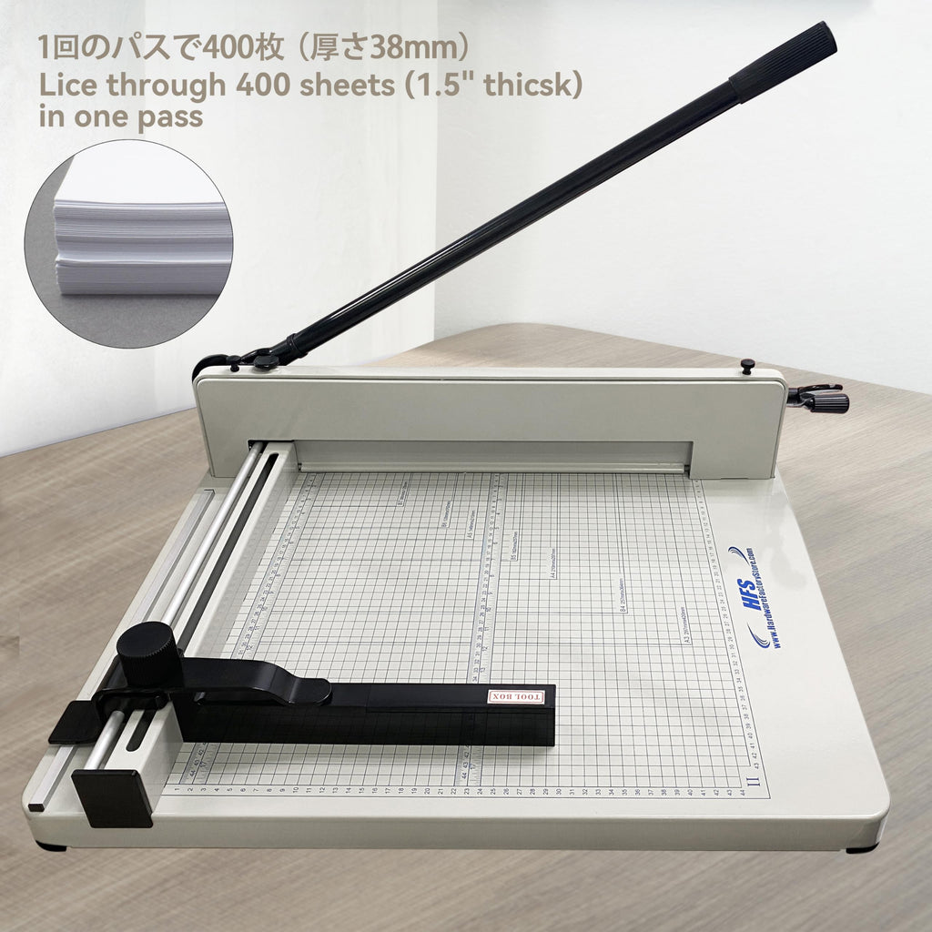 HFS(R) Heavy Duty Guillotine Paper Cutter 400 Sheet Capacity | Solid Steel Construction (A3-17'' paper cutter)