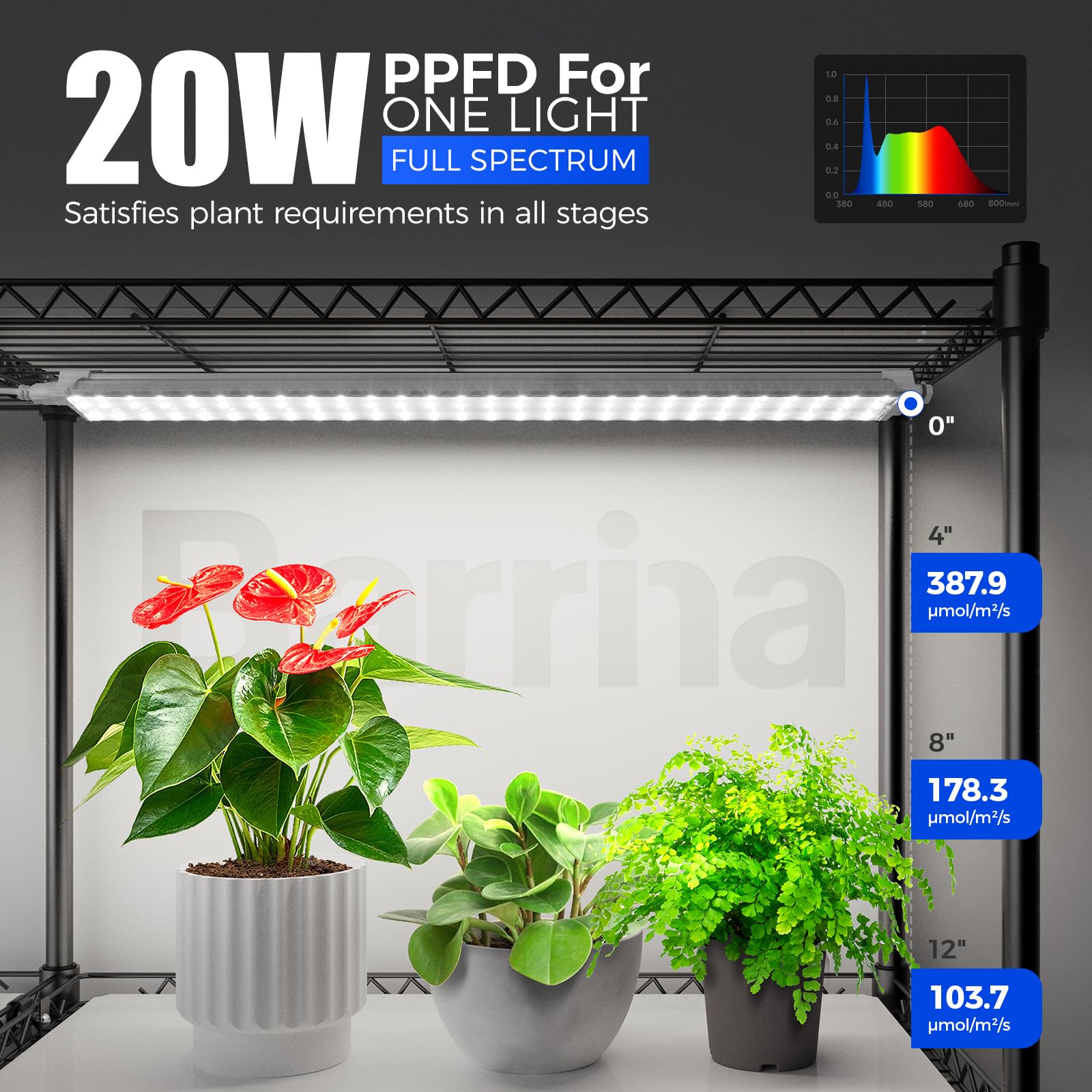 CX2 Plant Stand with Grow Lights for Indoor Plants, 6-Tier Metal Plant Shelf Display Rack with 2FT 150W Full Spectrum Plant Light, 3 Adjustable Spectrum, Timer, for Growing, 29.5x13.8x71IN