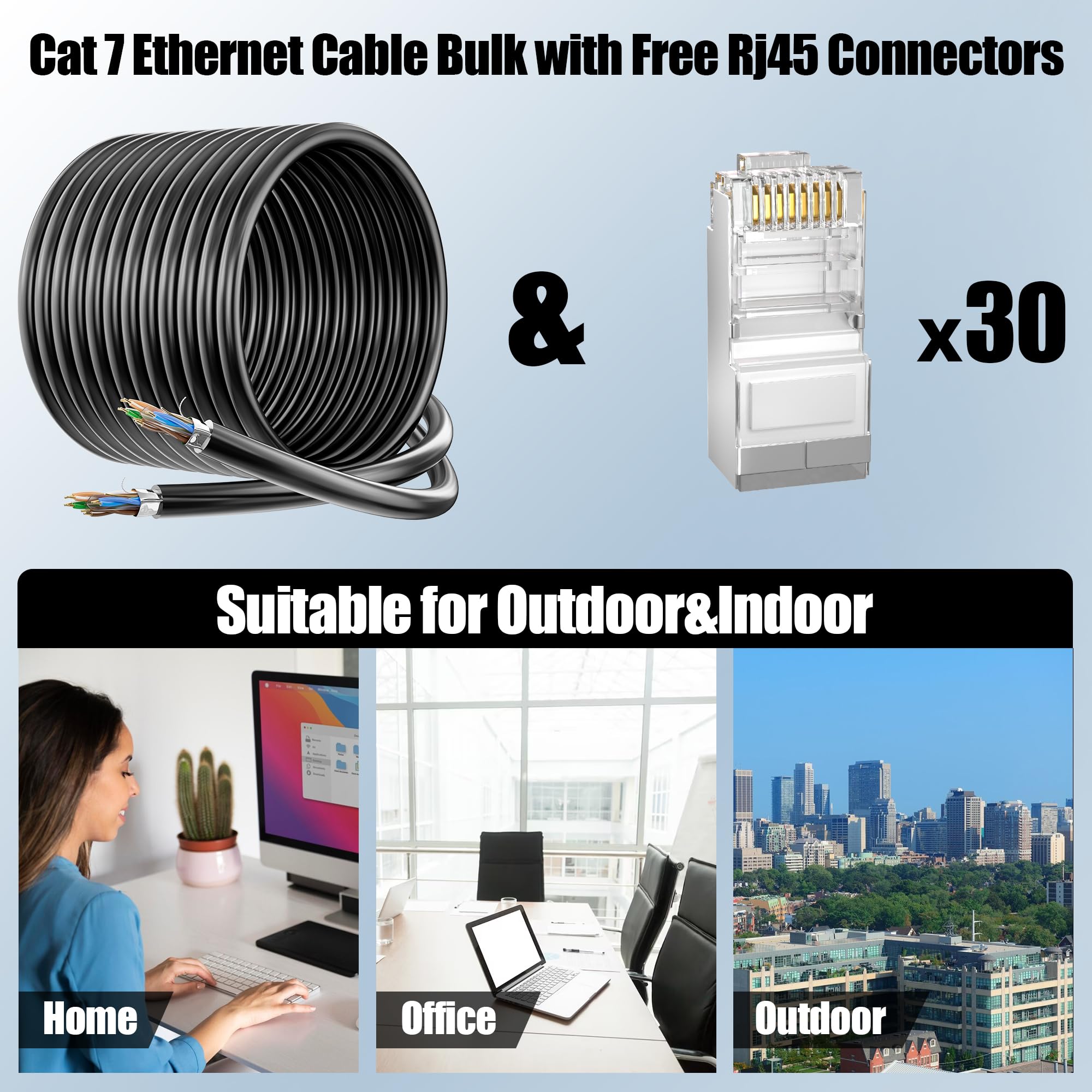 MEIPEK Cat 6 Shielded Ethernet Cable 10ft, Outdoor&Indoor Cat 6 Patch Cable, Heavy Duty 23AWG, High Speed, Weatherproof, UV Resistant Cat6 RJ45 LAN Network Cables for Gaming, Modem