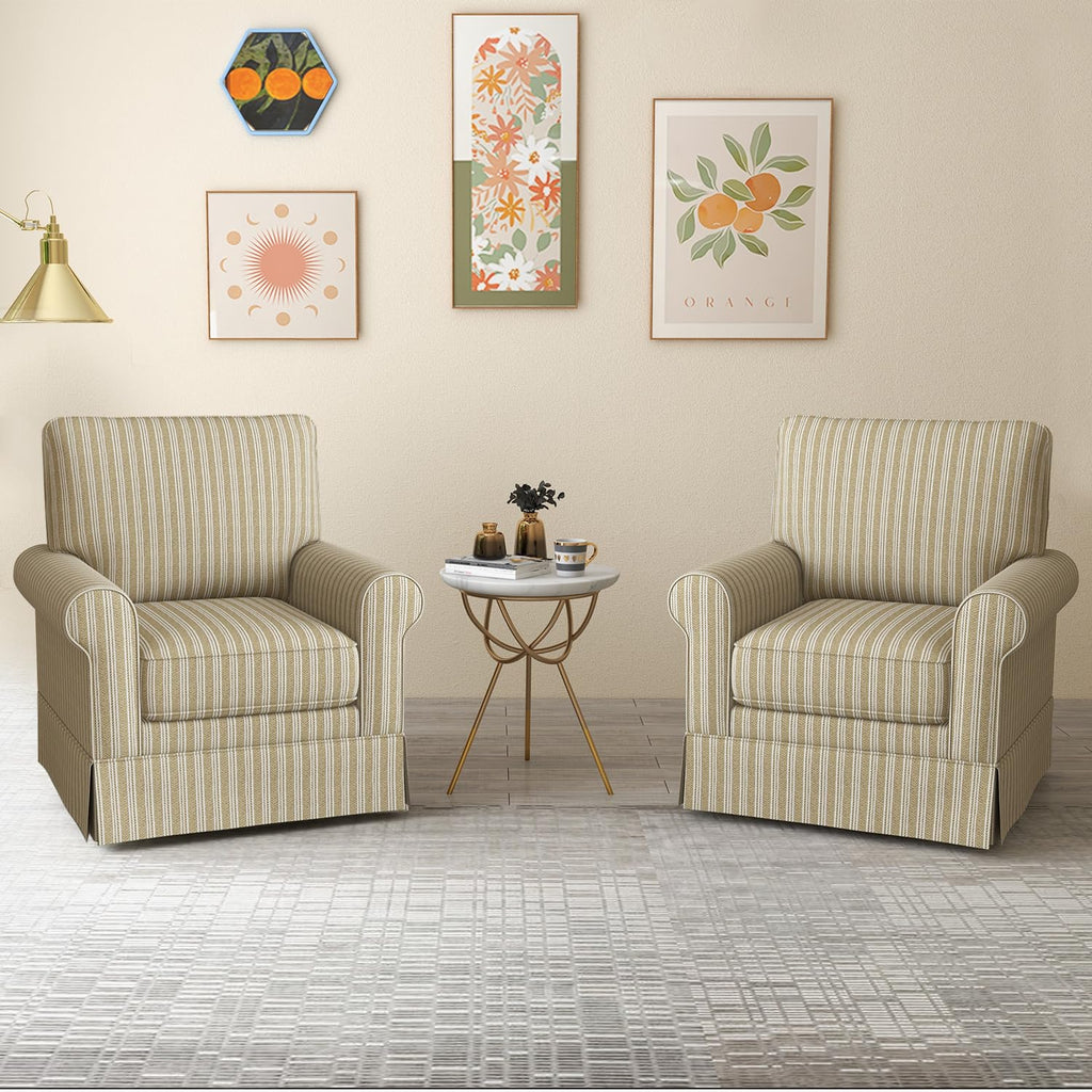 INZOY Swivel Accent Chair Linen Mid Century Modern Chair, Comfy Swivel Barrel Reading Chair, Upholstered Square Chair for Living Room Bedroom Small Spaces, Fully Assembled, Beige