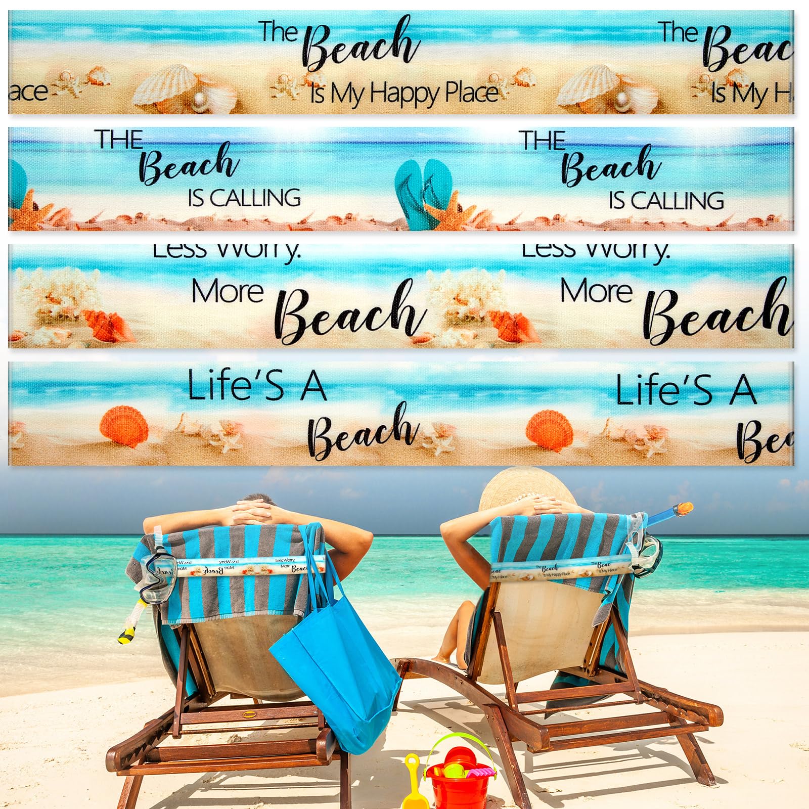 Boao 4 Pack Towel Bands for Beach Chair, Pool & Cruise Essentials, Elastic and Windproof, Towel Chair Clips Lounge Strap Holder, Cruise Ship Accessories (American Flag)