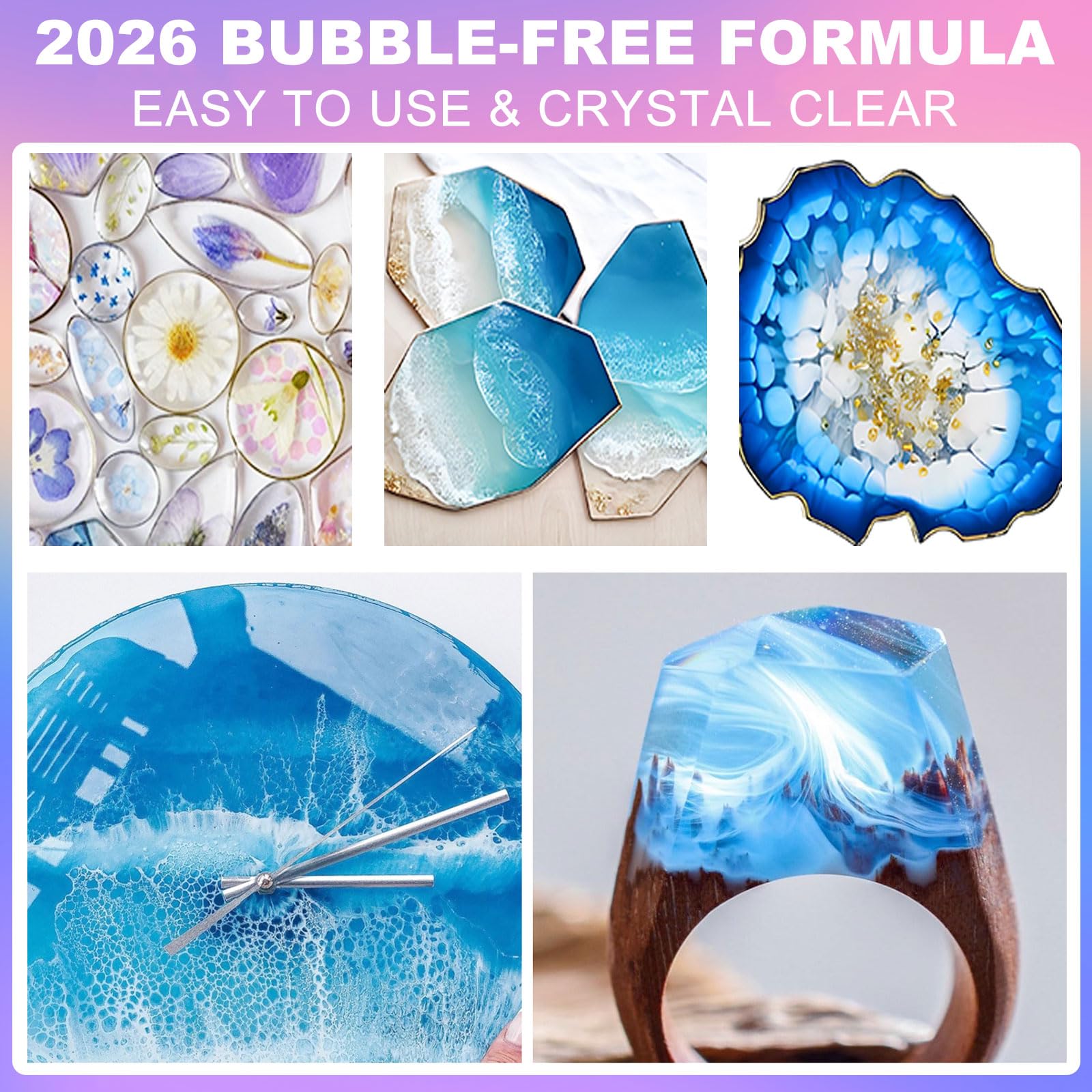 1 Gallon Epoxy Resin Kit, Crystal Clear and Hard Upgraded 2 Part Resin and Hardener for Casting Coating, Countertop, Table top, Art DIY Handcraft Jewelry
