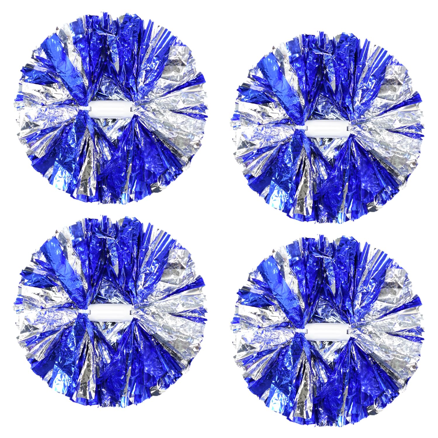 4Pcs Metallic Cheerleading Pom Poms, Creatiee 2 Pair Cheerleader Cheering Squad Pompoms for School Sports Dance Games Team Spirit Cheer