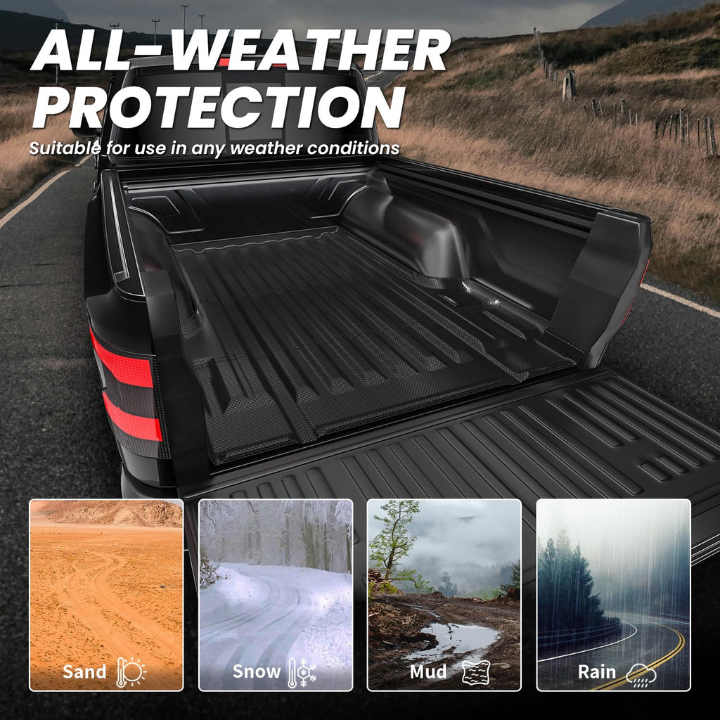 LASFIT Truck Bed Mat for 2009-2016 Ford F250 F350 F450 6.75ft Super Duty 81.9'' Bed Liner(Not fit with Drop-in Bed Liner), TPE 100% All Weather Car Bed Mat for F-250 F-350 F-450,1PCS Black