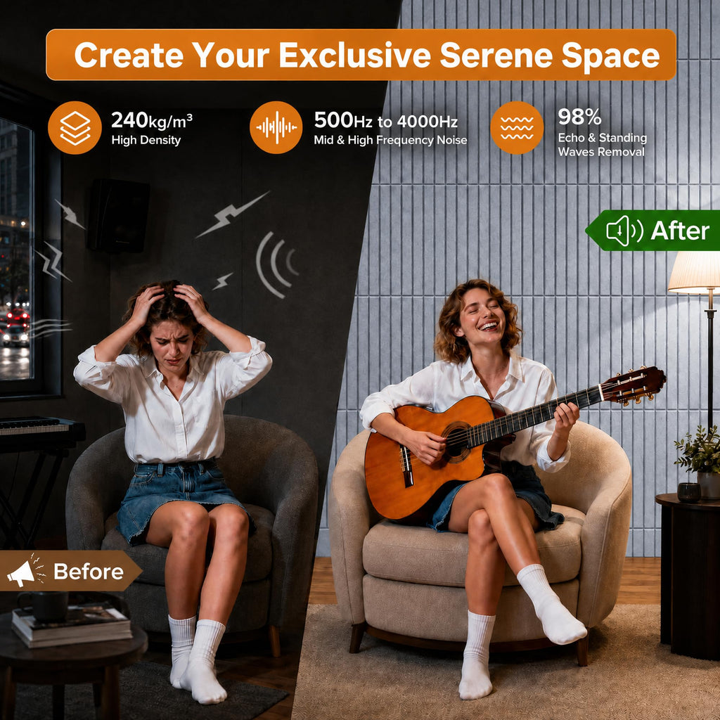Art Acoustic Panels for Wall,5 Pack Sound Absorbing Panels,47.2” x 23.6” Soundproof Wall Panels,High-Density Acoustic Wall Panels,Decorative Sound Panels with Wood-Look
