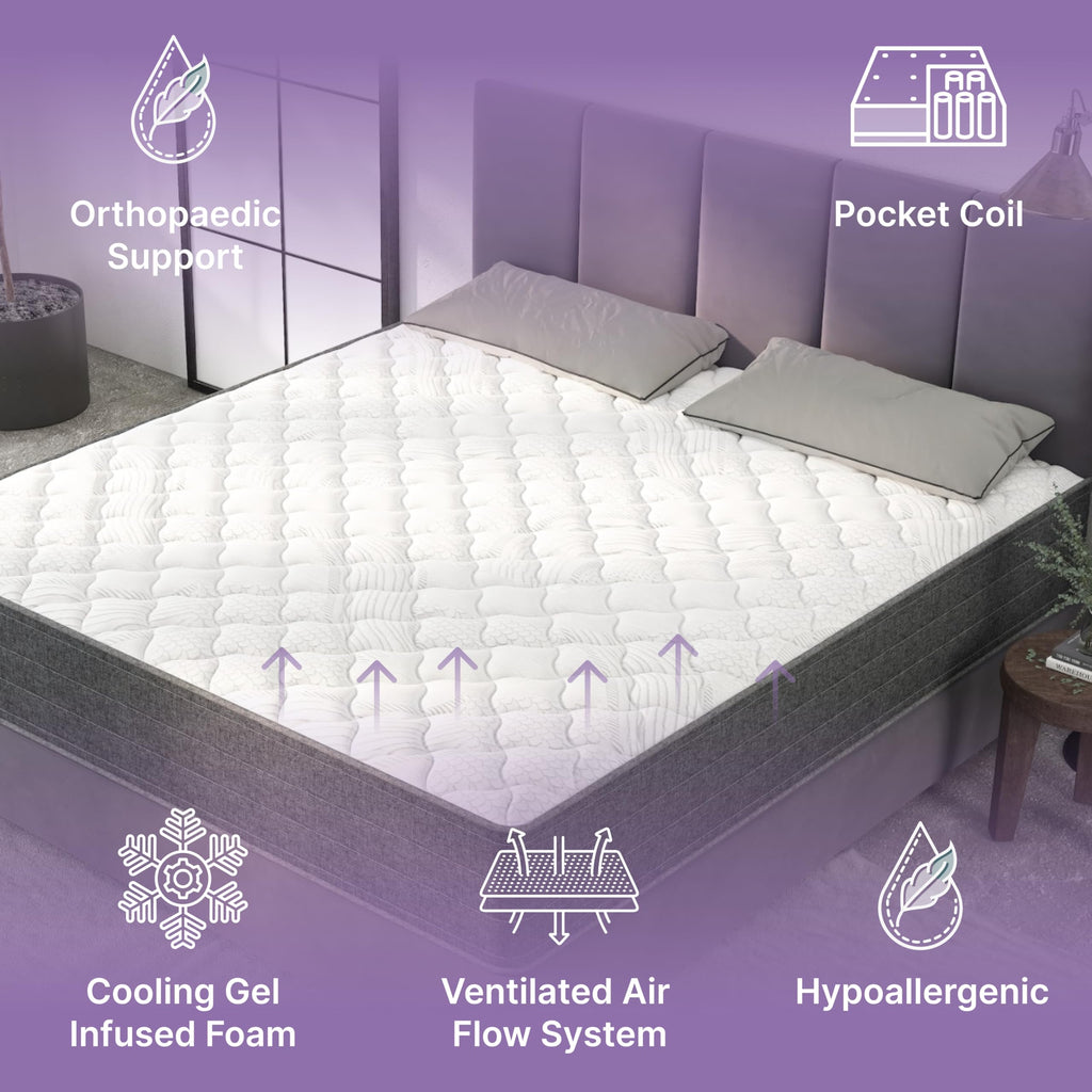 NapQueen Full Size, 10 Inch NEW Victoria Hybrid Cooling Gel Infused Pocket Spring and Memory Foam Mattress, Bed in a Box, CertiPUR-US Certified