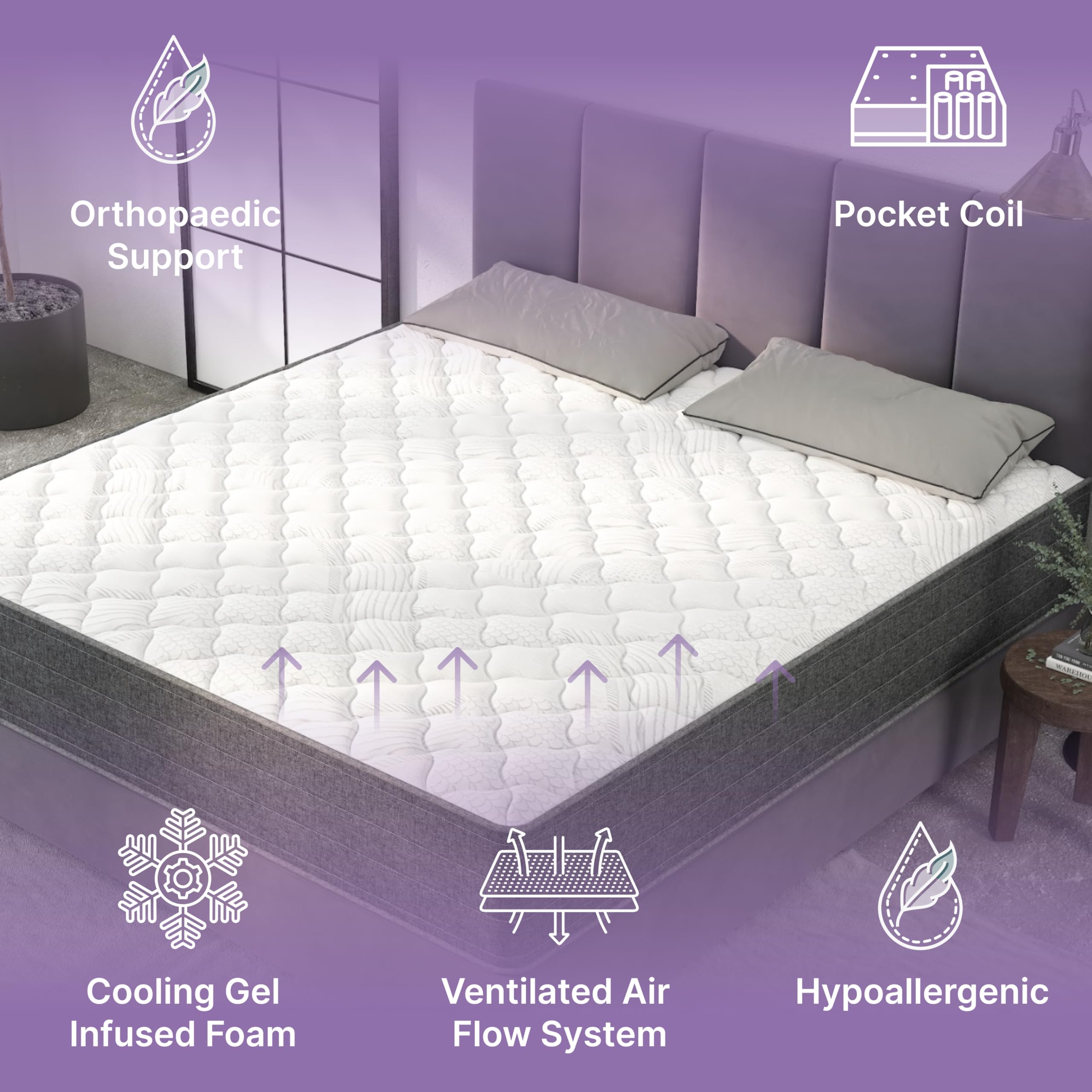 NapQueen Full Size, 10 Inch NEW Victoria Hybrid Cooling Gel Infused Pocket Spring and Memory Foam Mattress, Bed in a Box, CertiPUR-US Certified