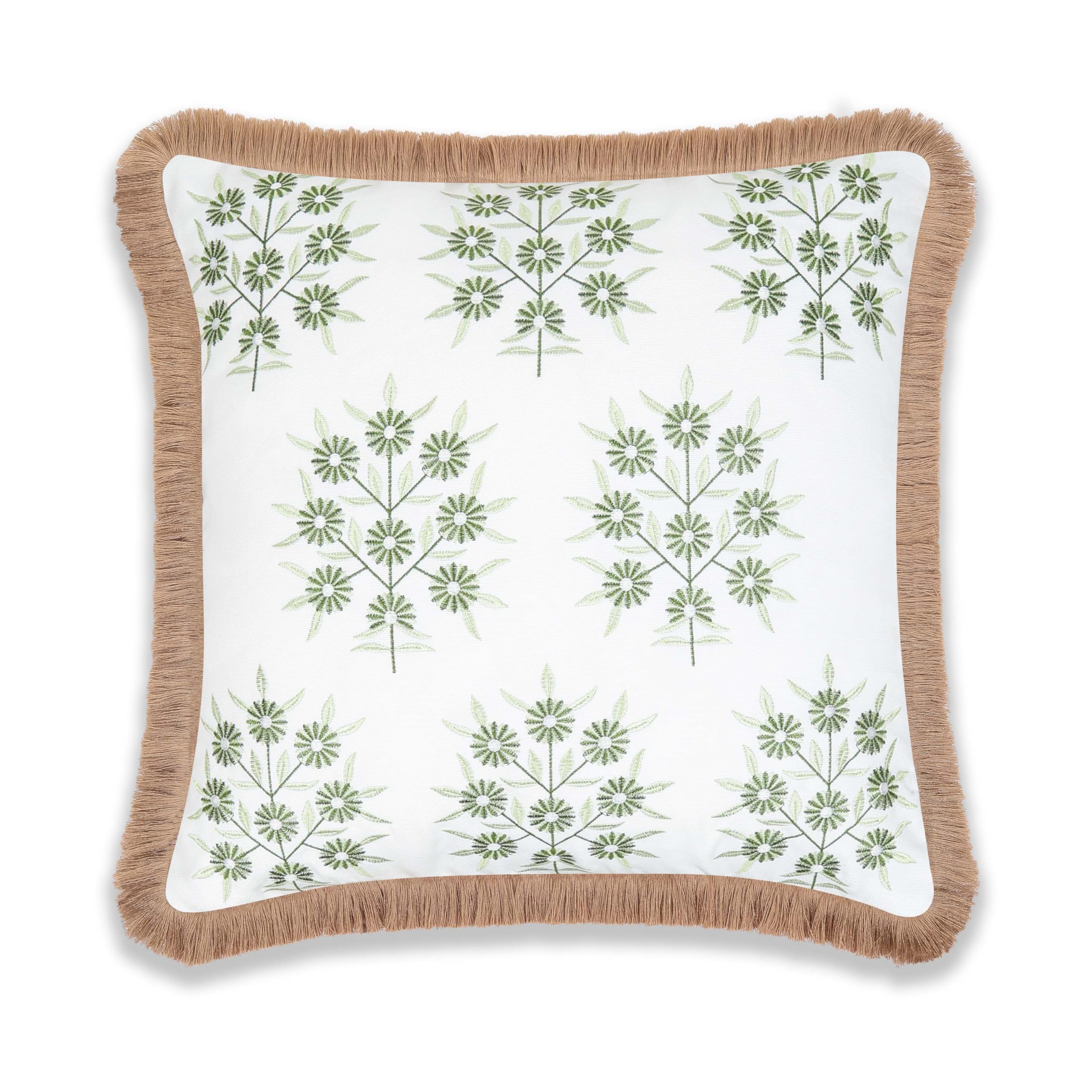 Hofdeco Premium Coastal Patio Indoor Outdoor Lumbar Pillow Cover Only, 12"x20" Water Repellent for Backyard, Couch, Baby Blue Green Floral with Piping