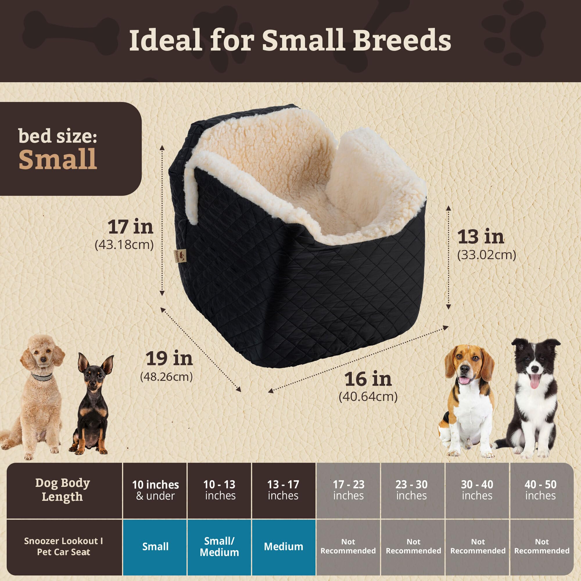 SNOOZER PET Products Lookout 1 Dog CAR SEAT, Birch Diamond, Small