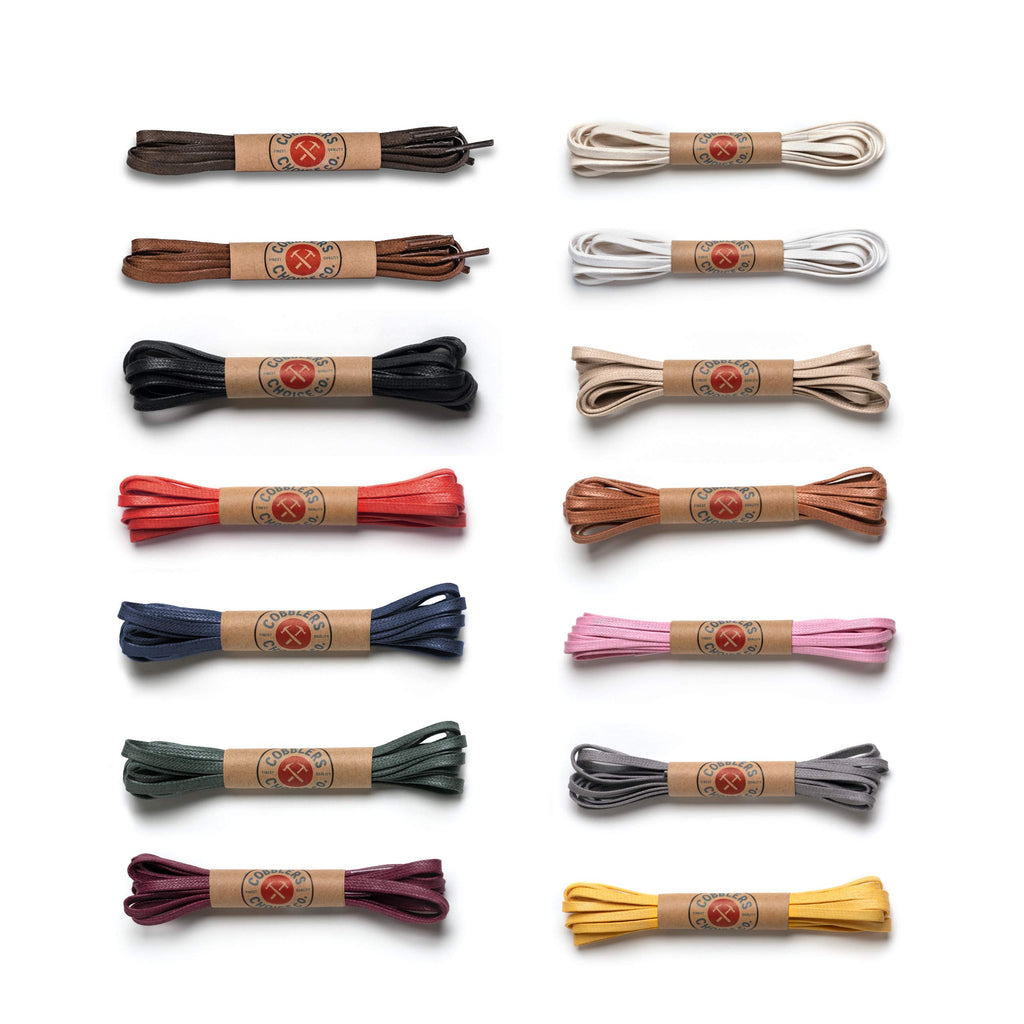 Premium Flat Waxed Cotton Boot Laces - Cobbler's Choice Shoe Laces - Durable and Beautiful!