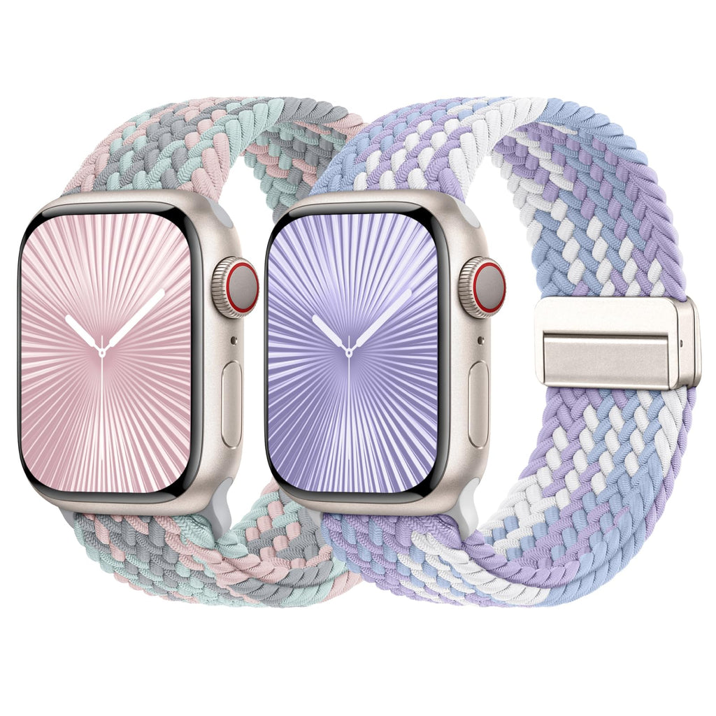 Braided Stretchy Bands with Magnetic Clasp Compatible for Apple Watch Band 38mm 40mm 41mm 42mm 44mm 45mm 46mm 49mm Women Men, Nylon Sport Solo Loop for iWatch Series 11 10 9 8 7 6 5 4 3 Ultra 3 2 1 SE