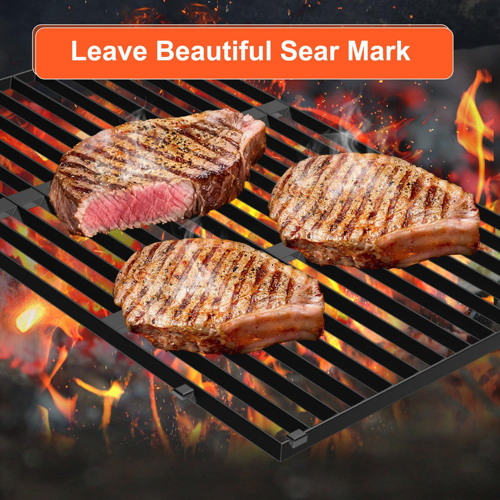 Grill Parts for Weber Genesis 300 Grills with Front Control Knob, Grill Grates for Genesis E310 S310 E/S320 E/S330, 17.5" Flavorizer Bars&Heat Deflectors, 19.5" Grill Grates for Weber 7524 7621 65505