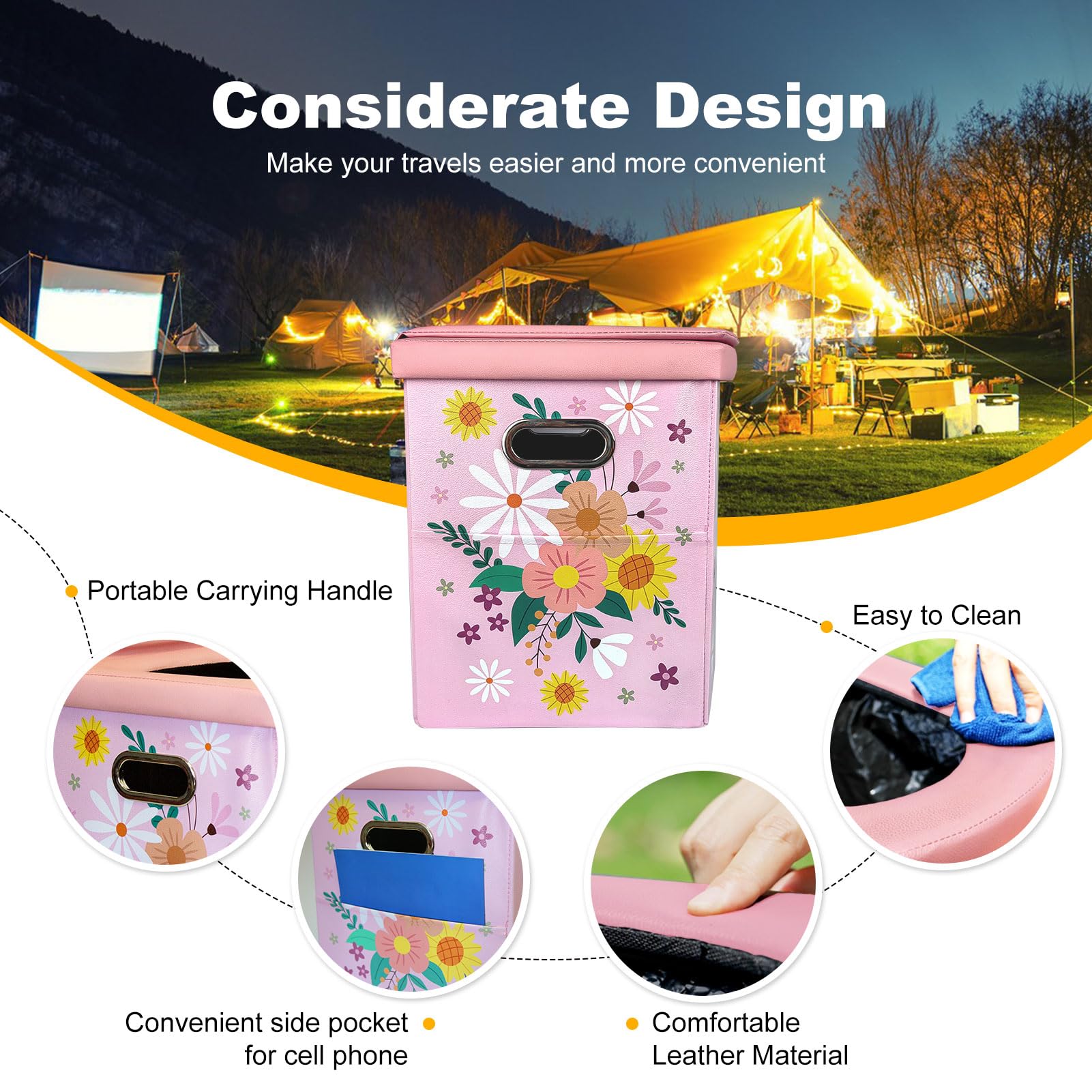 Ann Katy Upgrade XL Portable Toilet for Adults, Extra Large Portable Travel Floding Toilet, Camping Tall Toilets with Lid for Adults and Kids Compact Potty for Car,Hiking,Beach and Camping